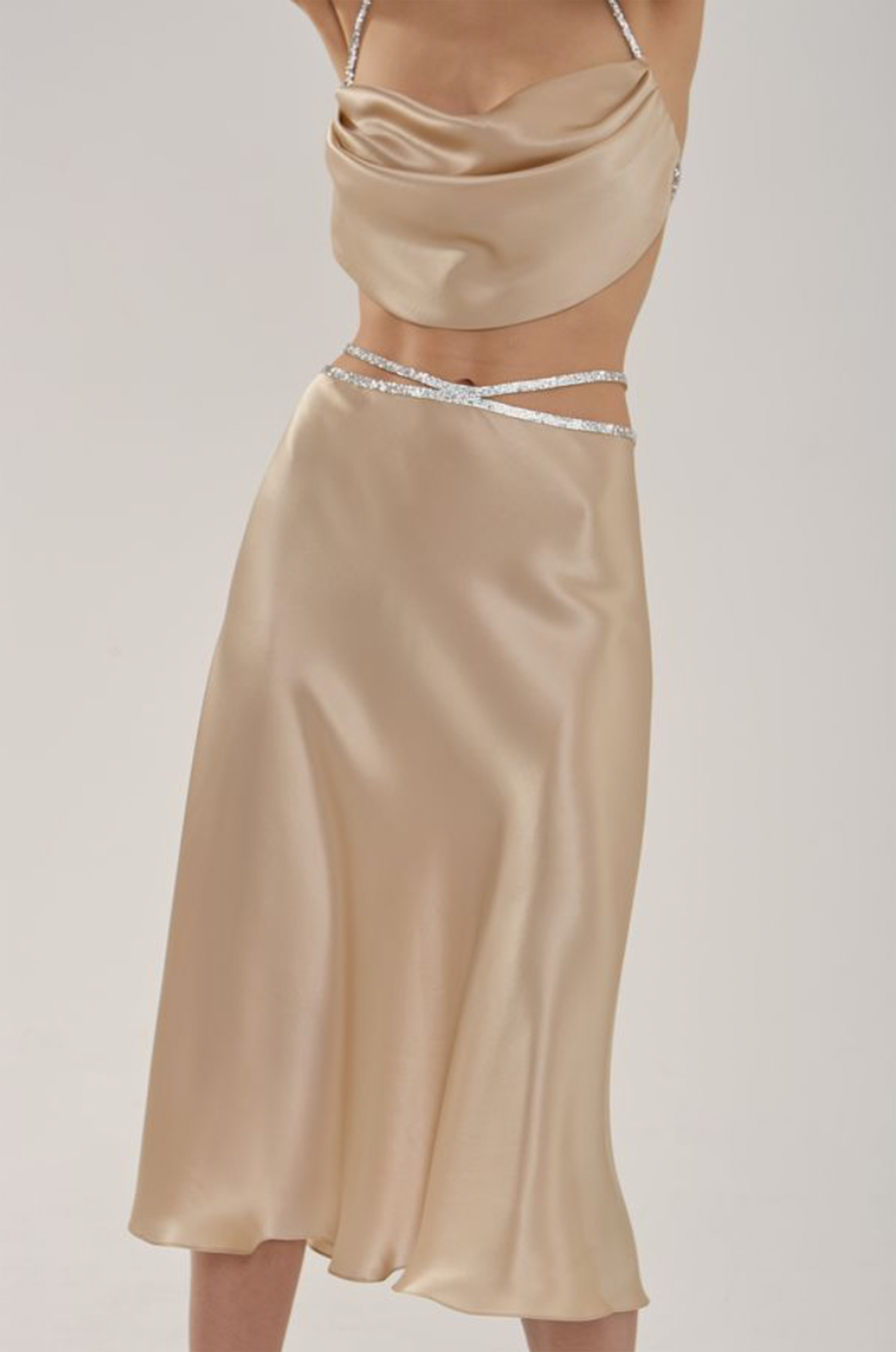 SILK SKIRT MIDI - Champagne Gold