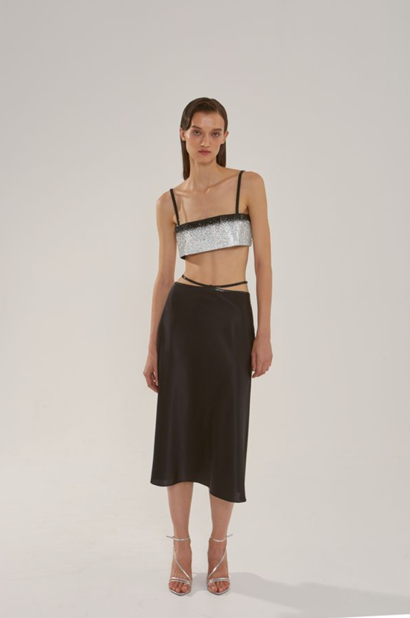 SILK SKIRT MIDI - Black