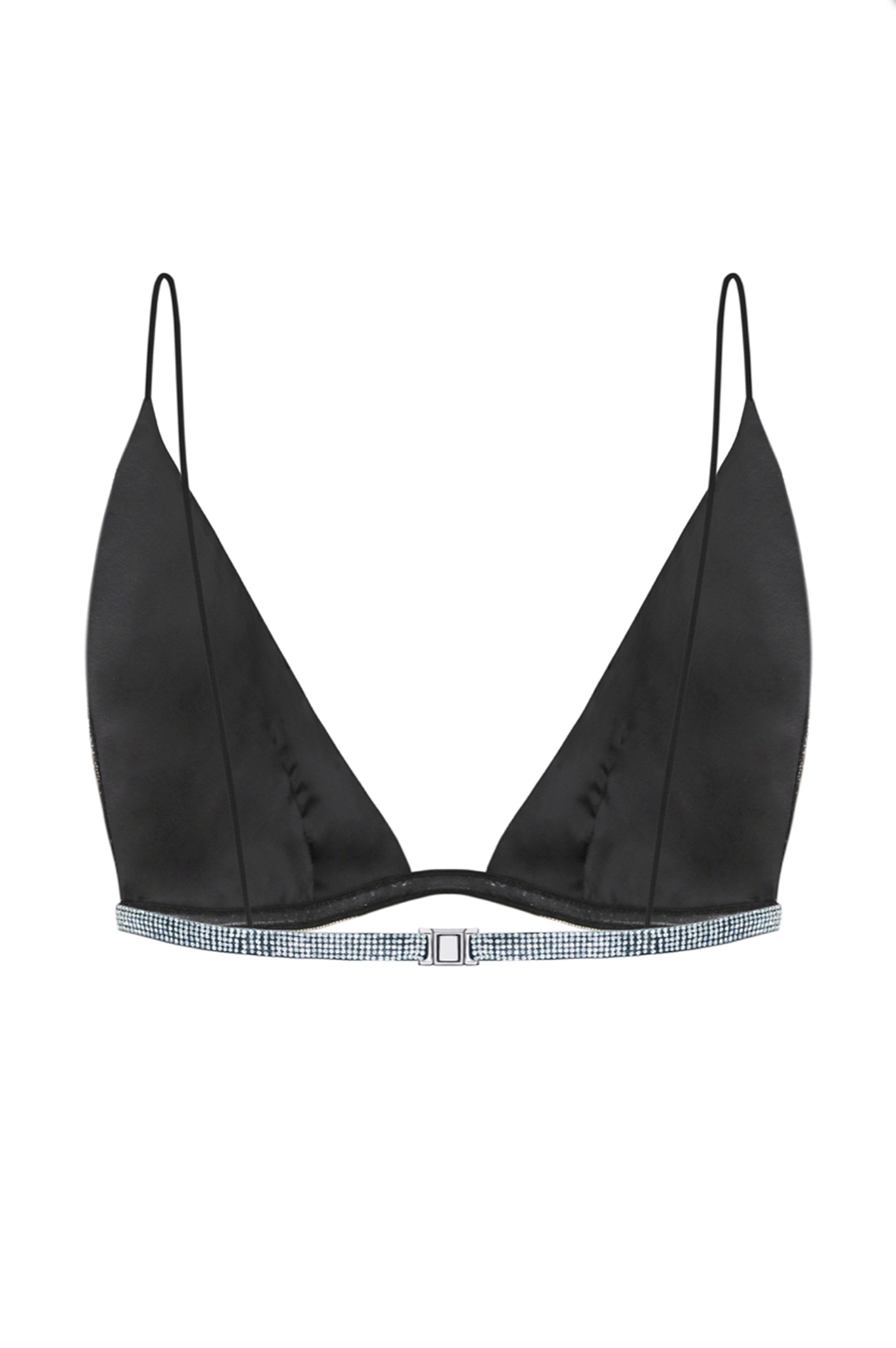 TRIANGLE BRA DOUBLE LONG - Crystal/Black