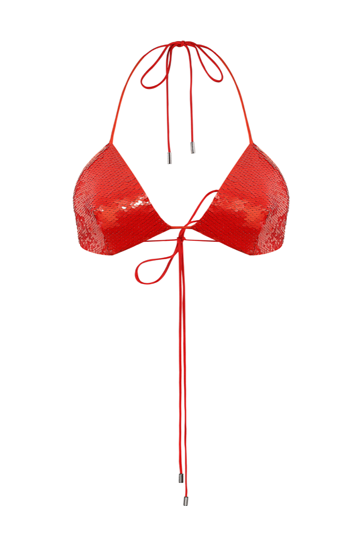 JADE SEQUIN BRA - Red