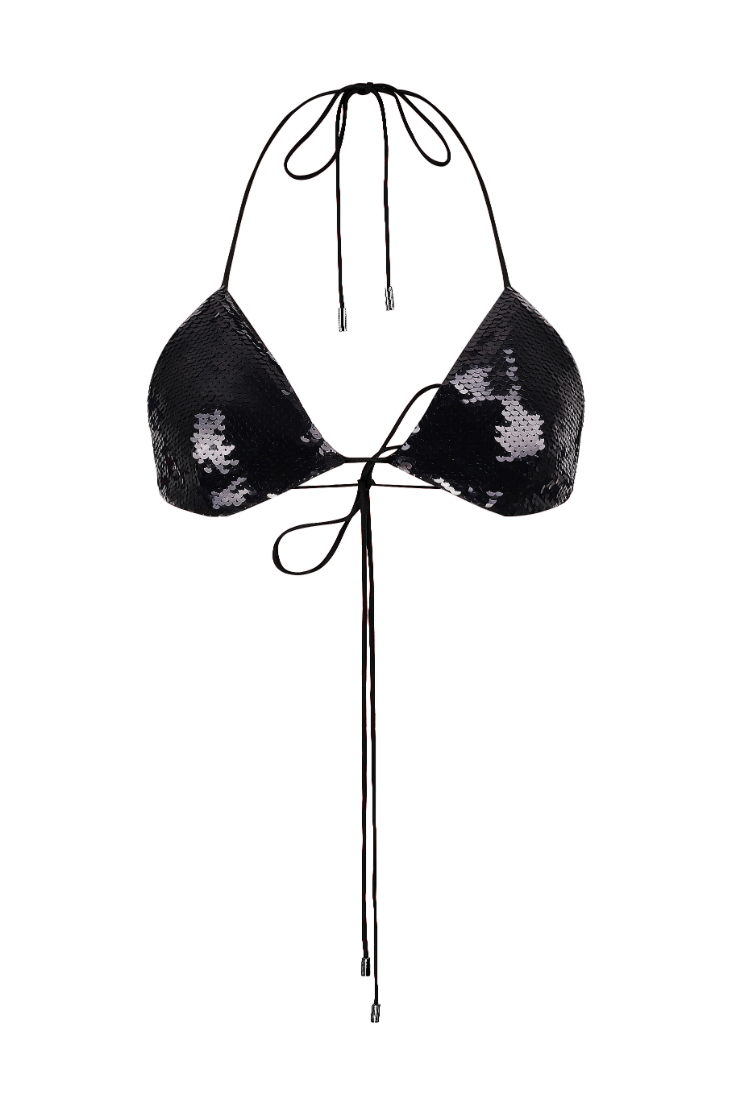 JADE SEQUIN BRA - Black