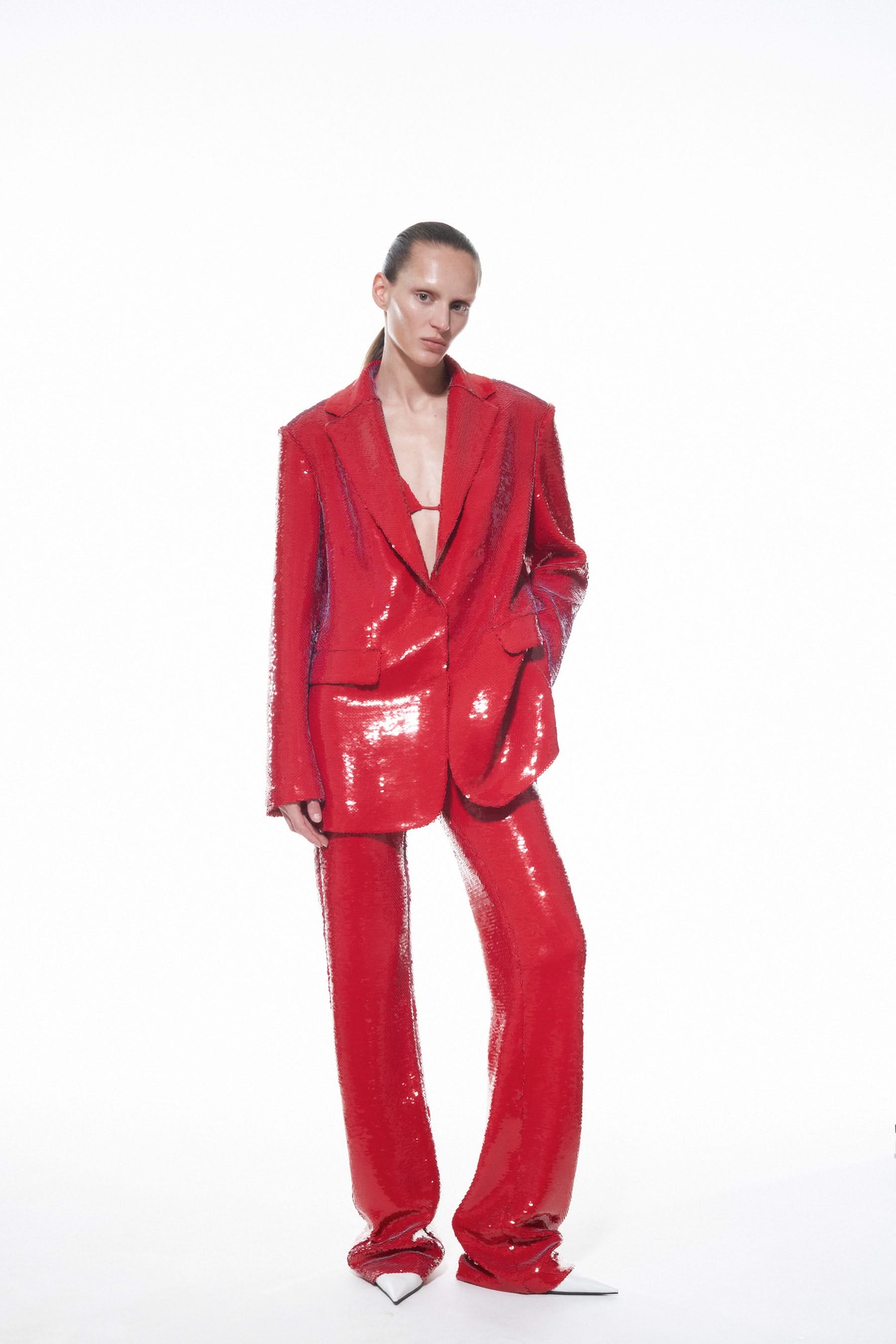JADE SEQUIN BLAZER - Red