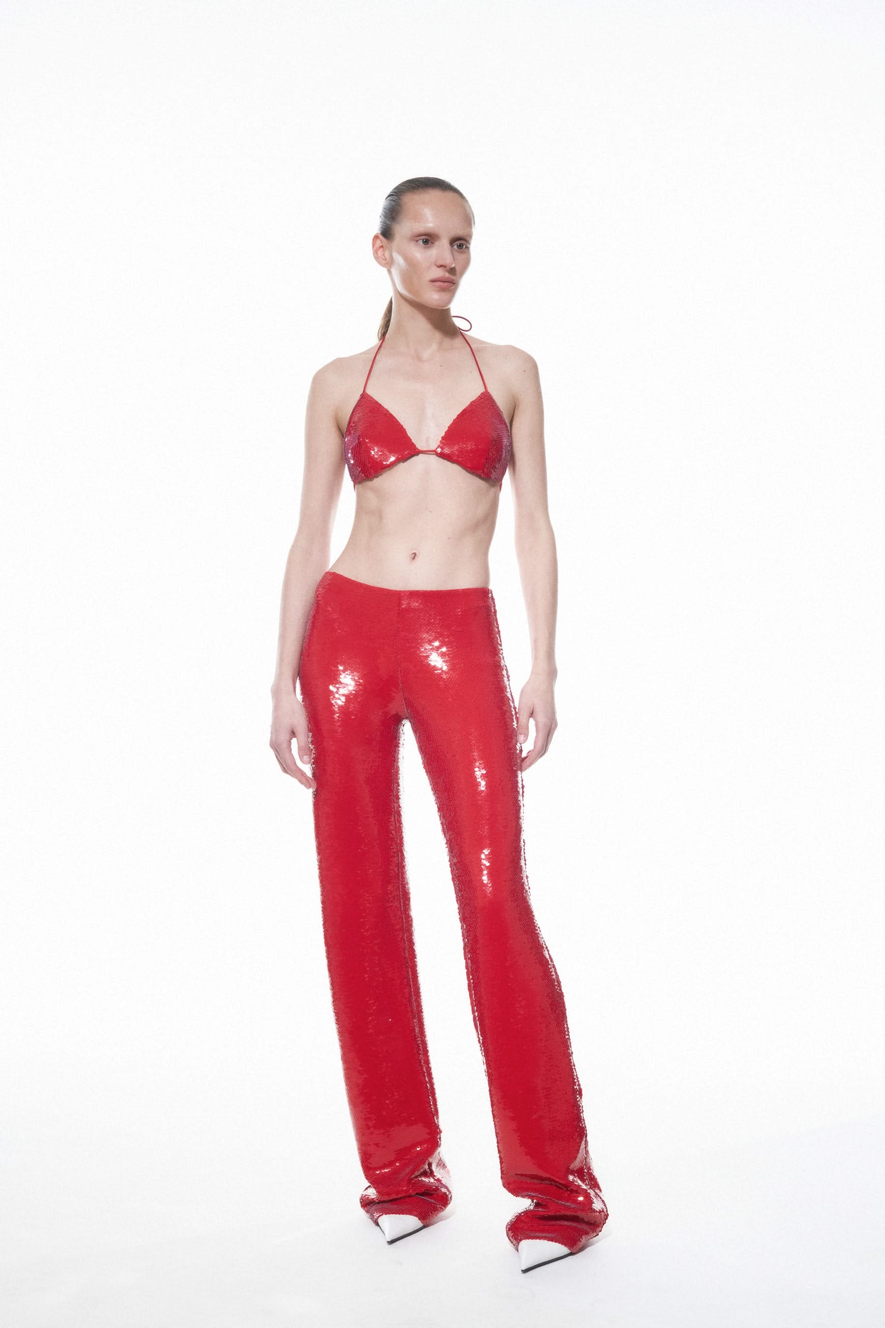 JADE SEQUIN TROUSERS - Red