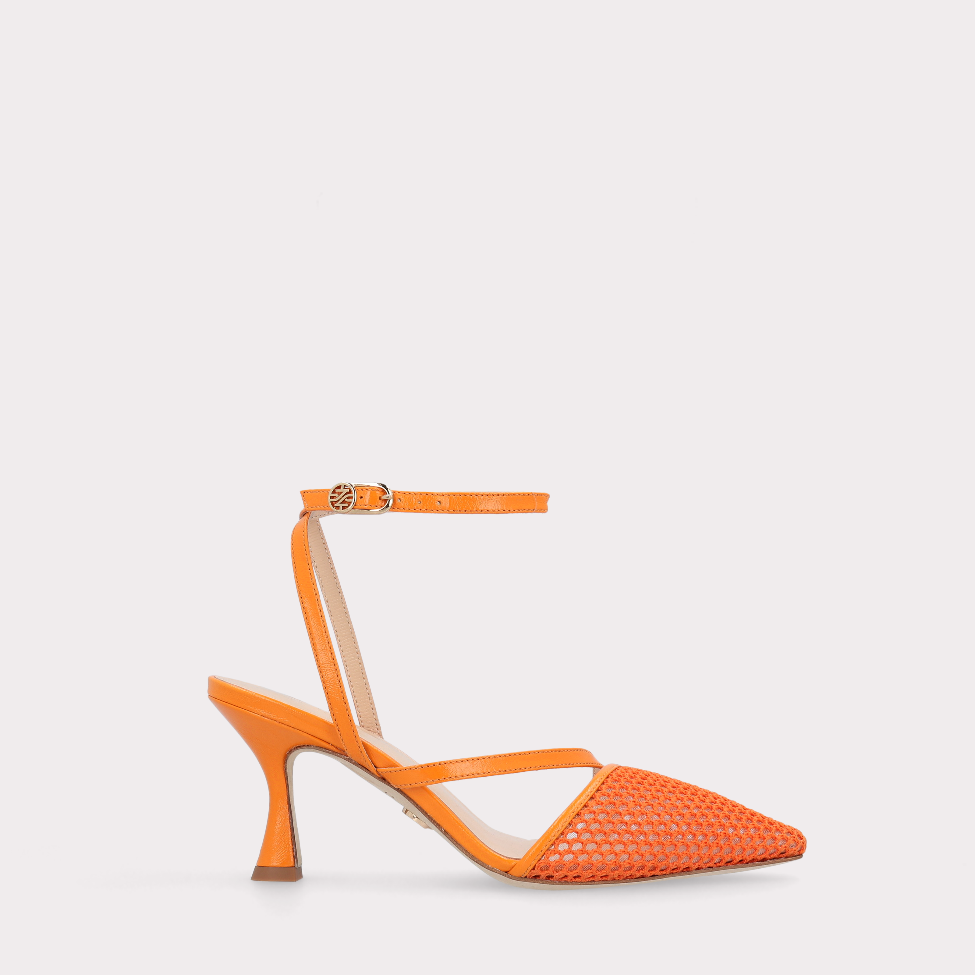 BECKA 05 ORANGE MESH LEATHER SANDALS