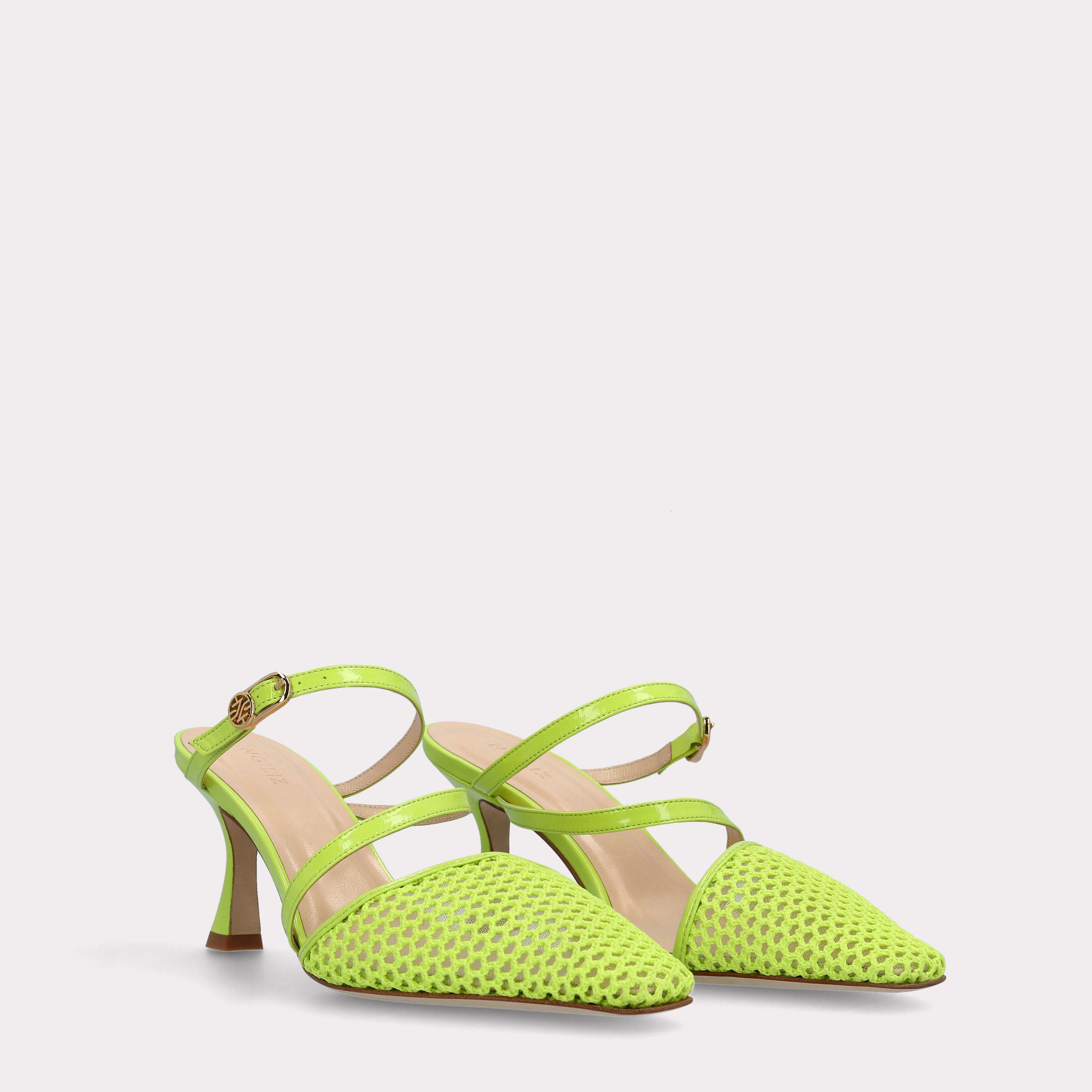 BECKA 08 GREEN MESH AND GREEN LEATHER SANDALS