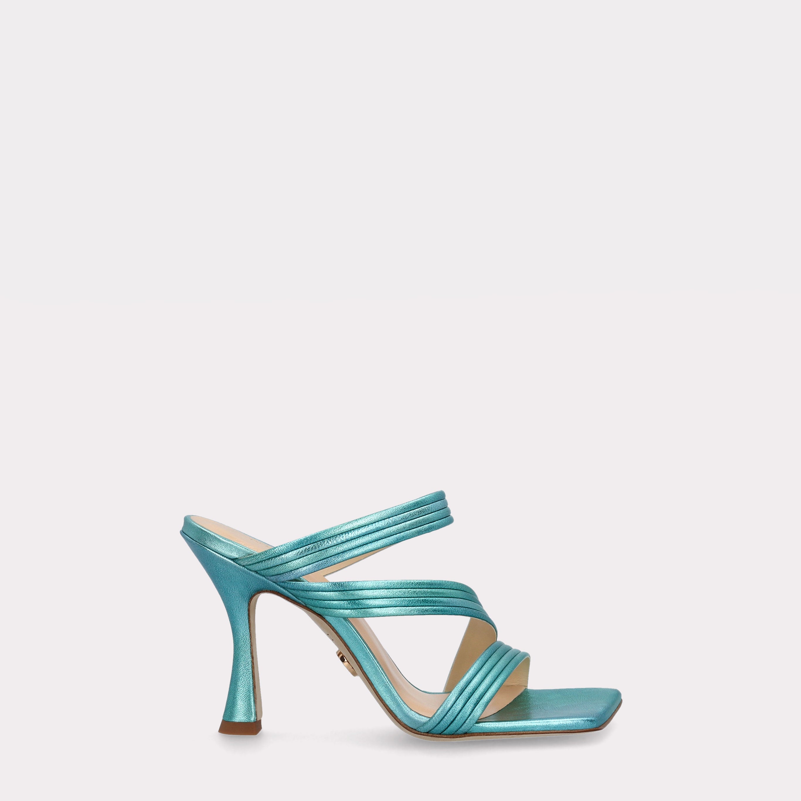 BETTY 13 METALLIC TURQUOISE LEATHER SANDALS