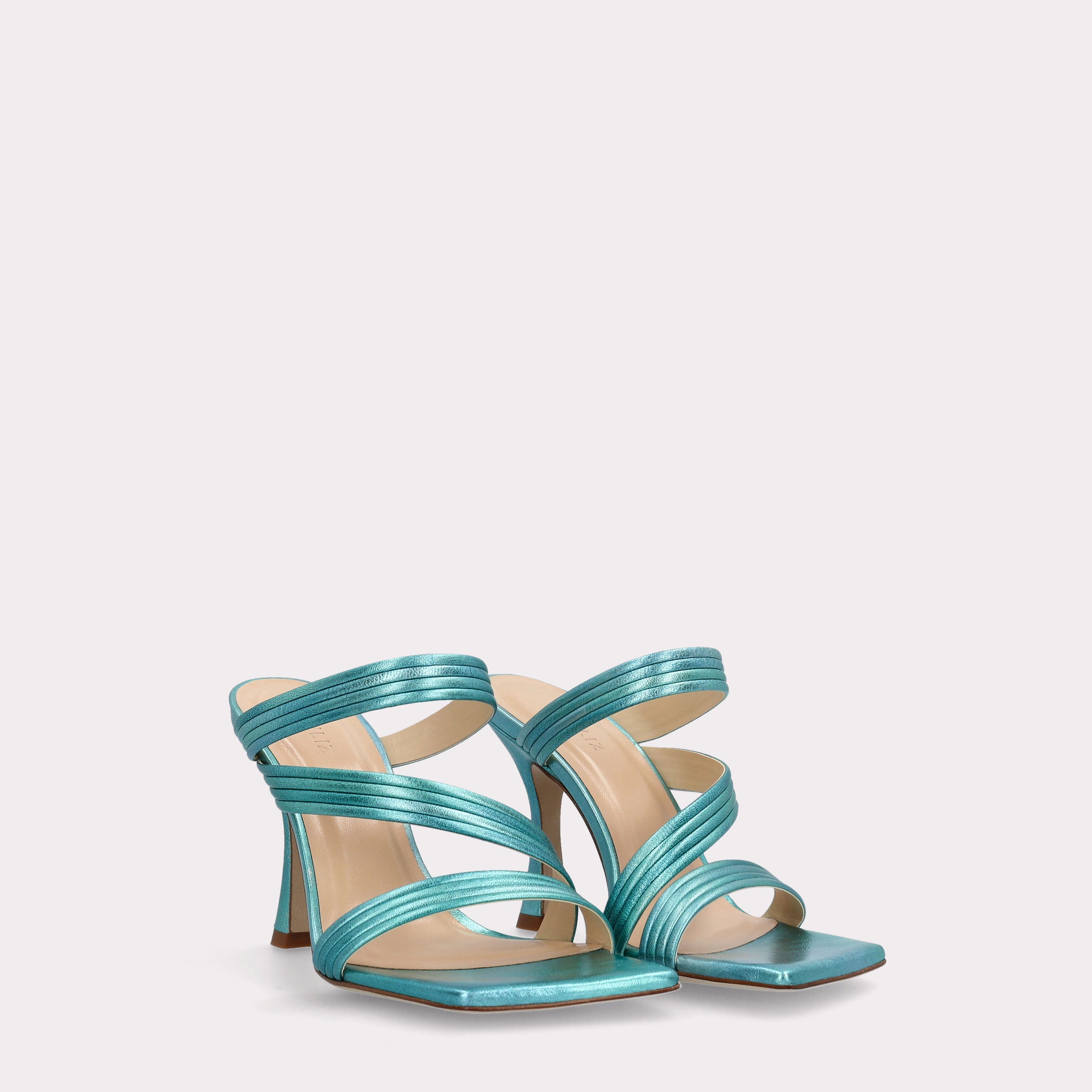 BETTY 13 METALLIC TURQUOISE LEATHER SANDALS