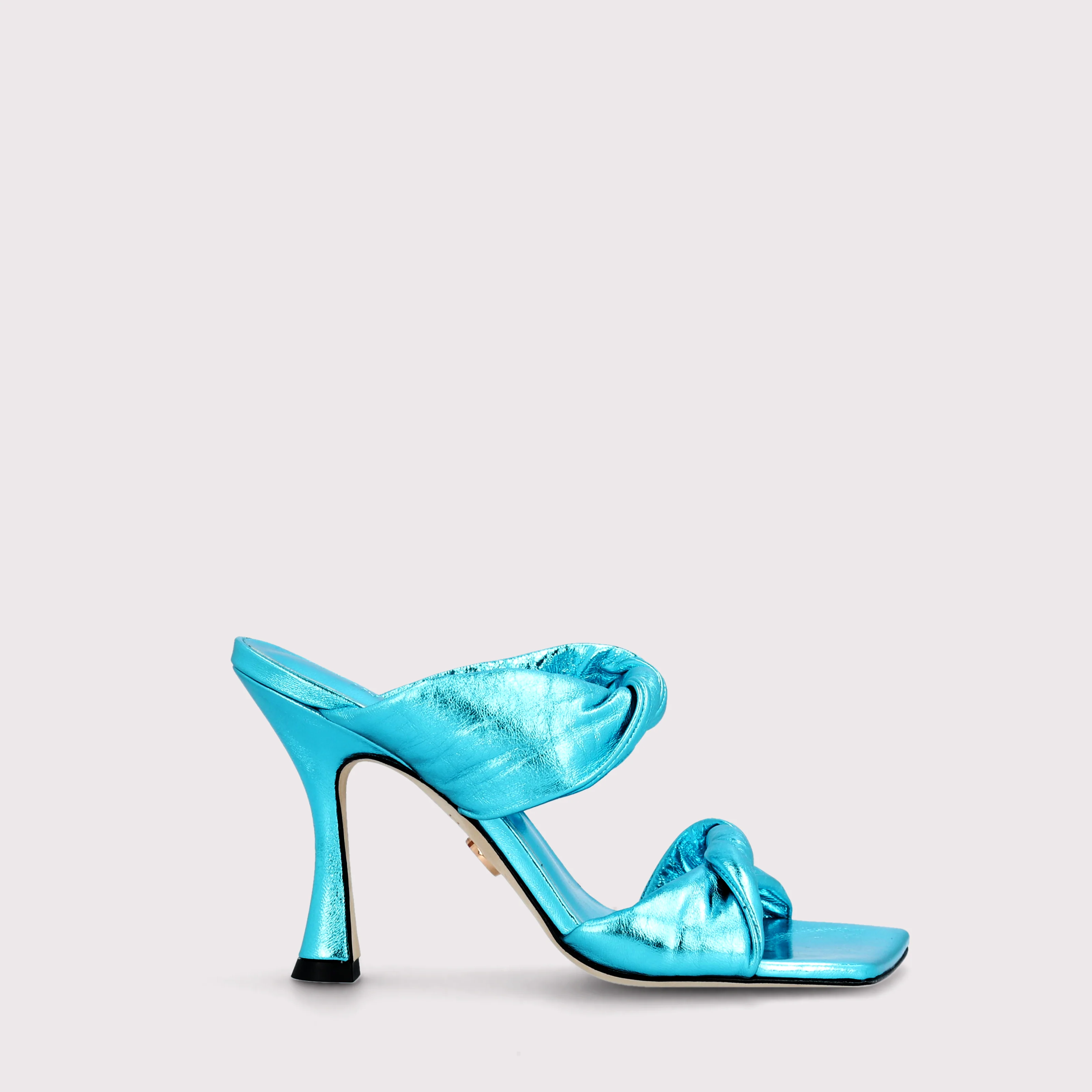 BETTY 30 AQUAMARINE METALLIC LEATHER MULES