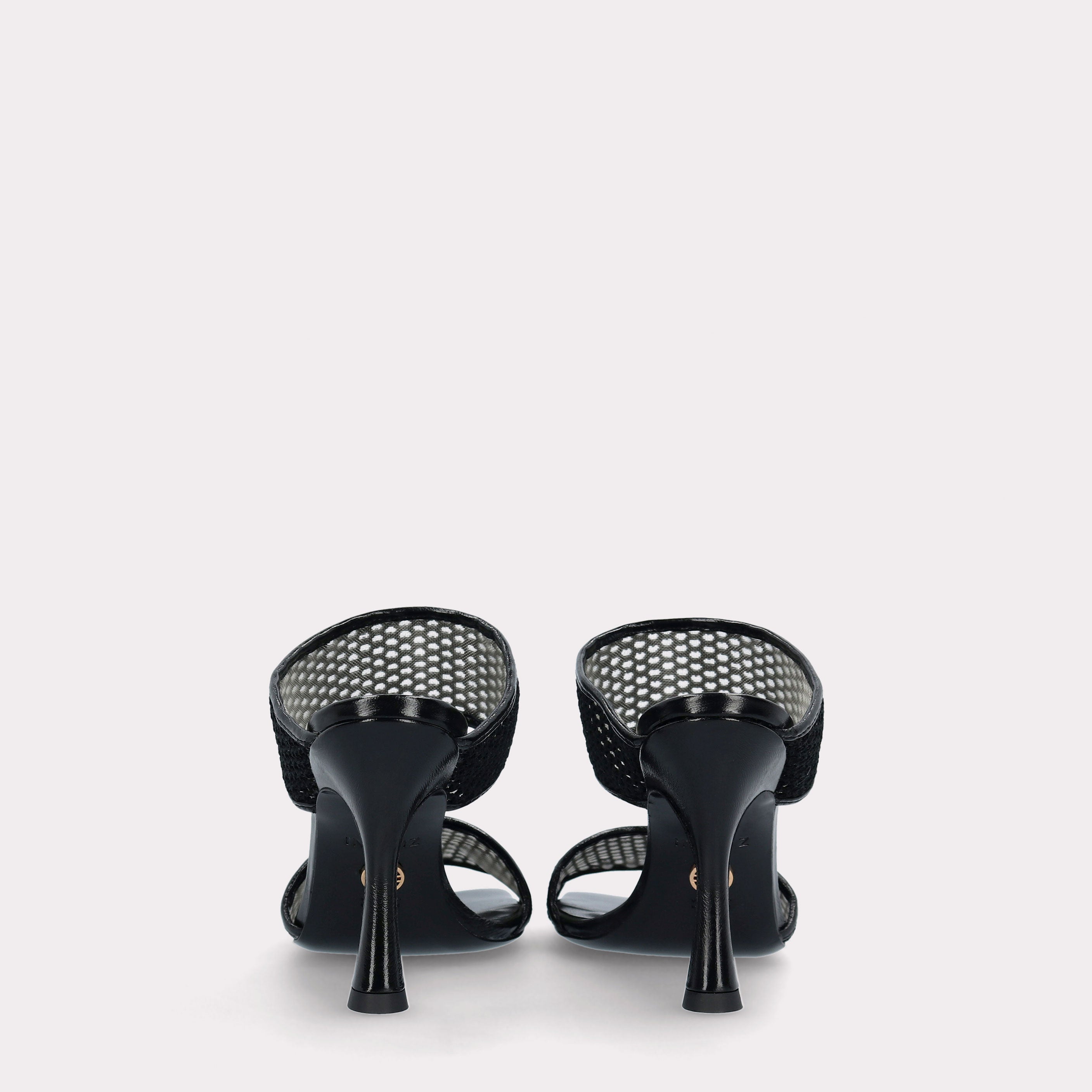 BETTY 21 BLACK MESH AND BLACK LEATHER SANDALS