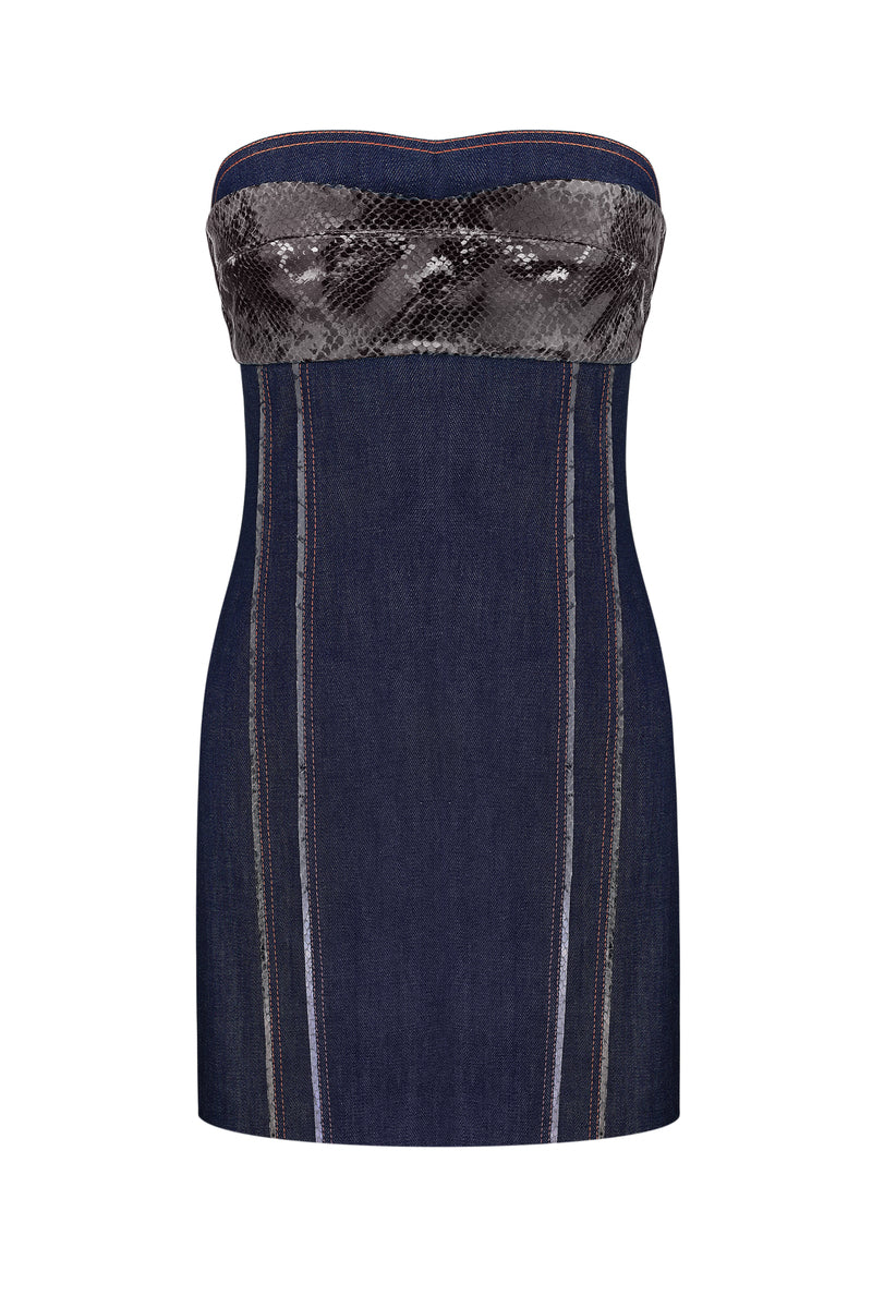 SAVANNA DENIM DRESS - Dark Blue