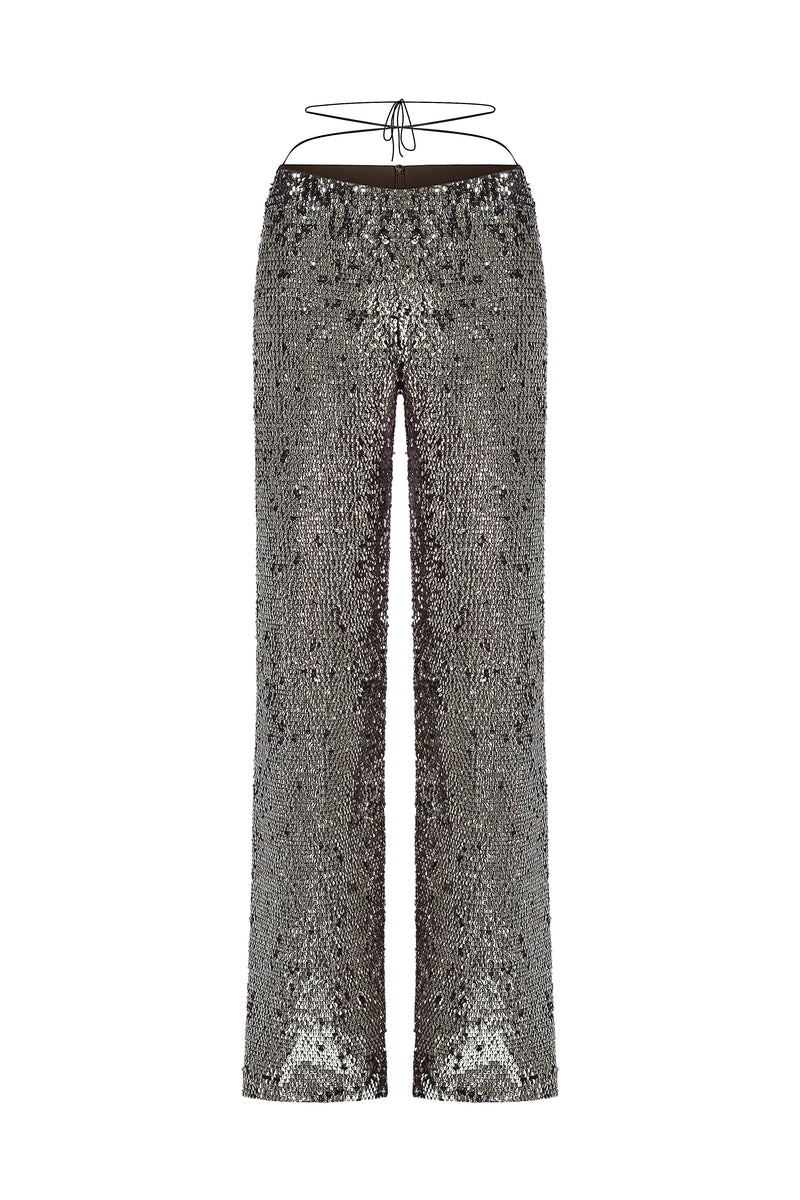 SAGE SEQUIN TROUSERS - Graphite
