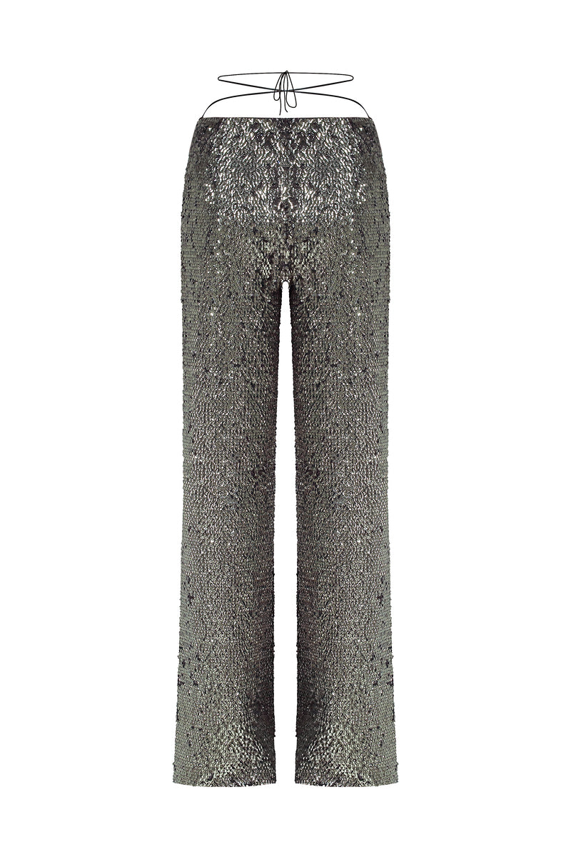 SAGE SEQUIN TROUSERS - Graphite