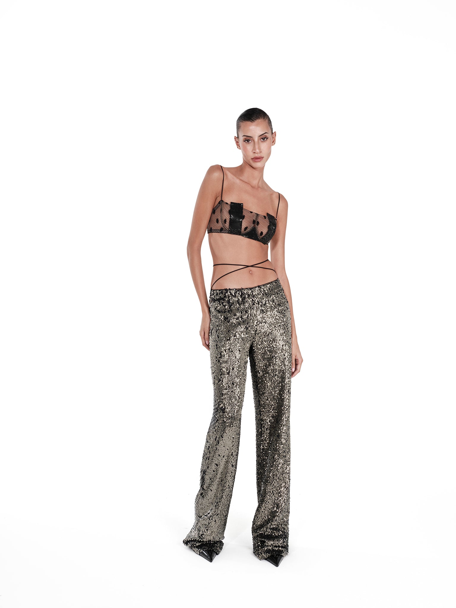 SAGE SEQUIN TROUSERS - Graphite
