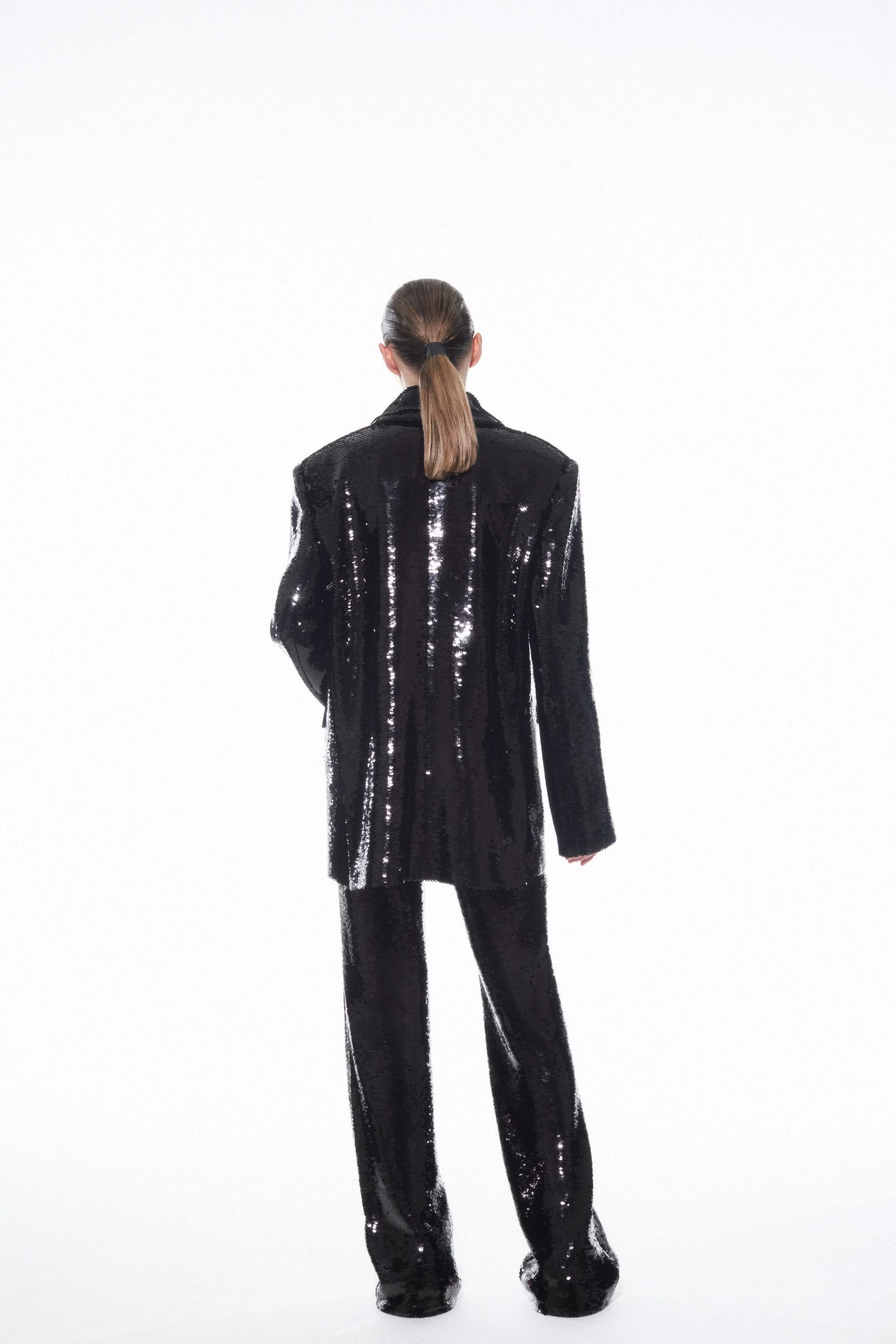 JADE SEQUIN TROUSERS - Black