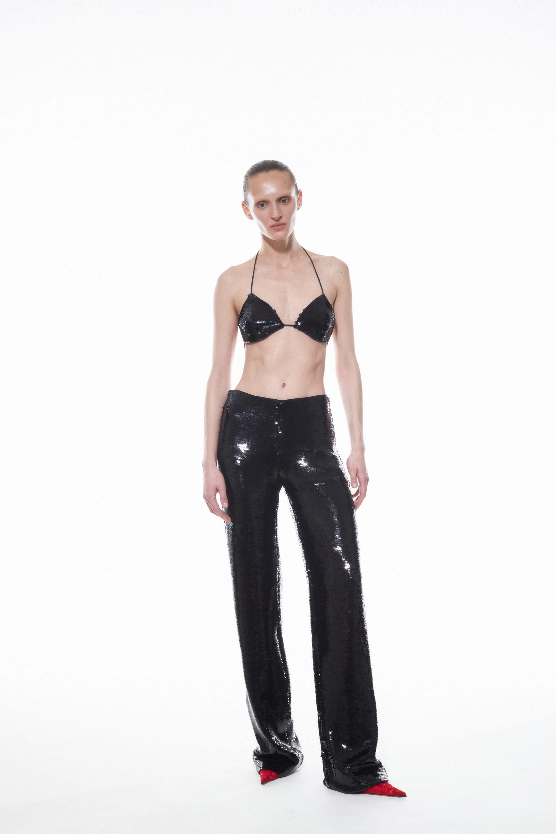 JADE SEQUIN TROUSERS - Black