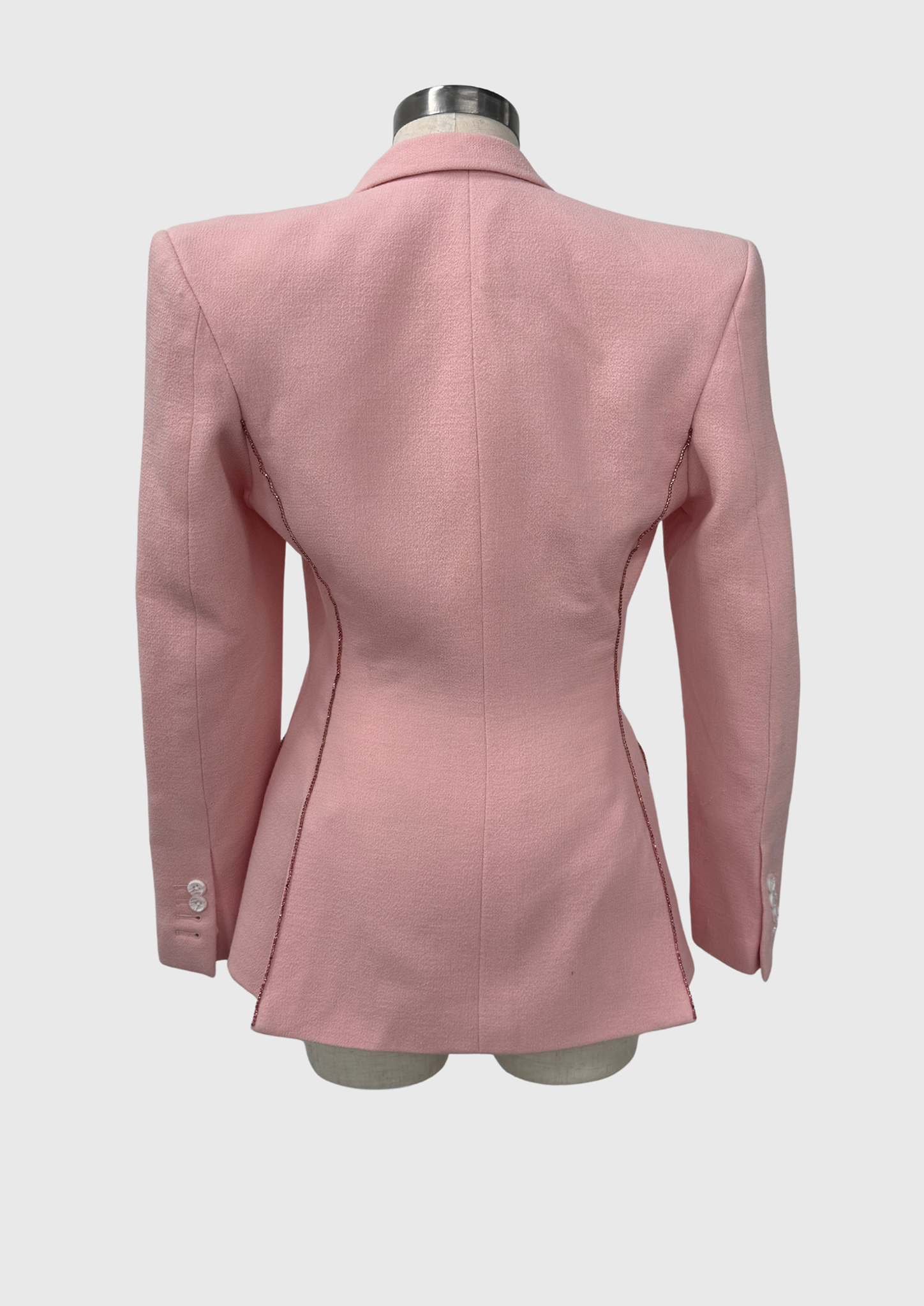 Pink wool crepe with crystal embellishment