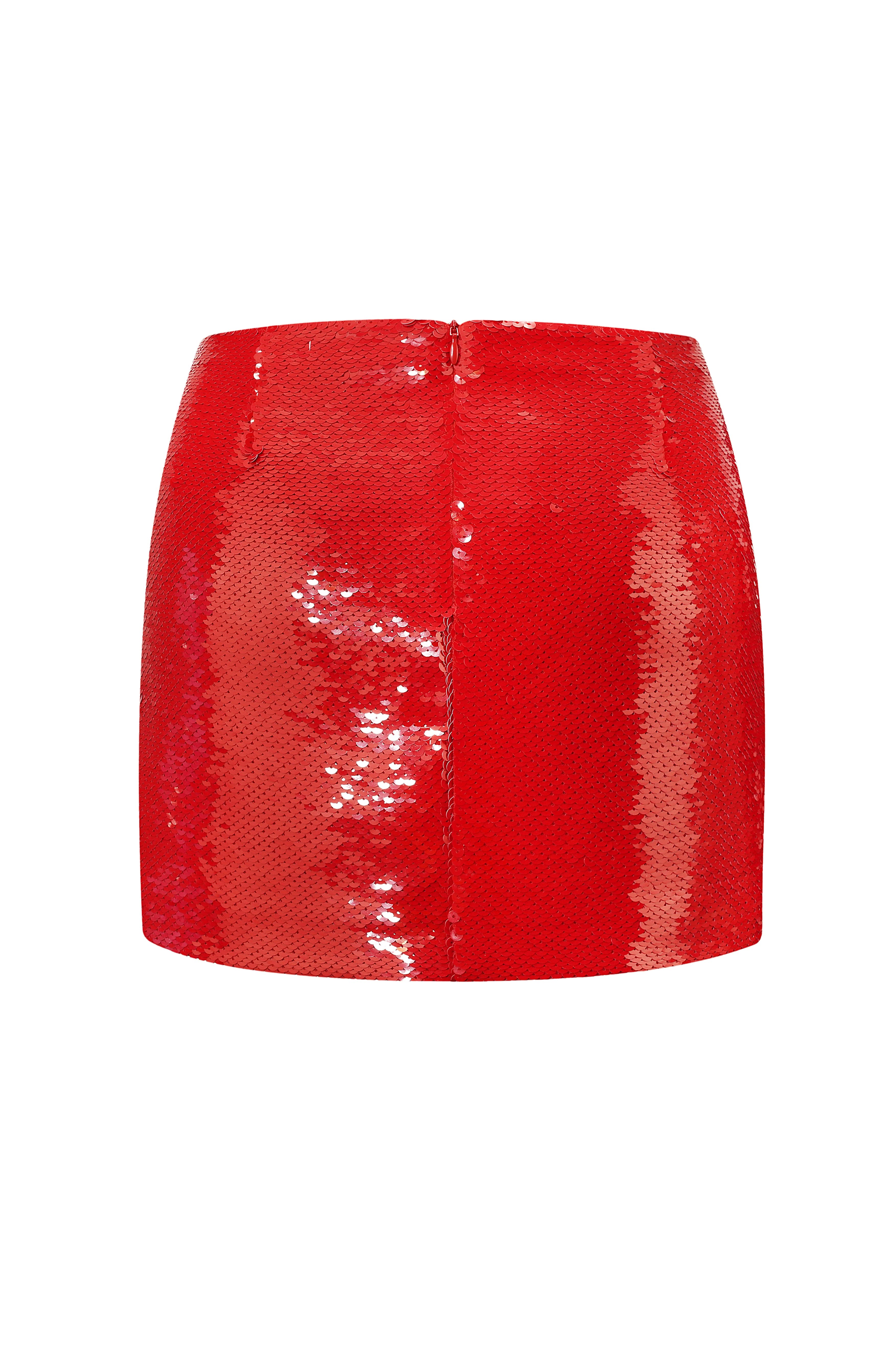 JEMMA SEQUIN SKIRT - Red