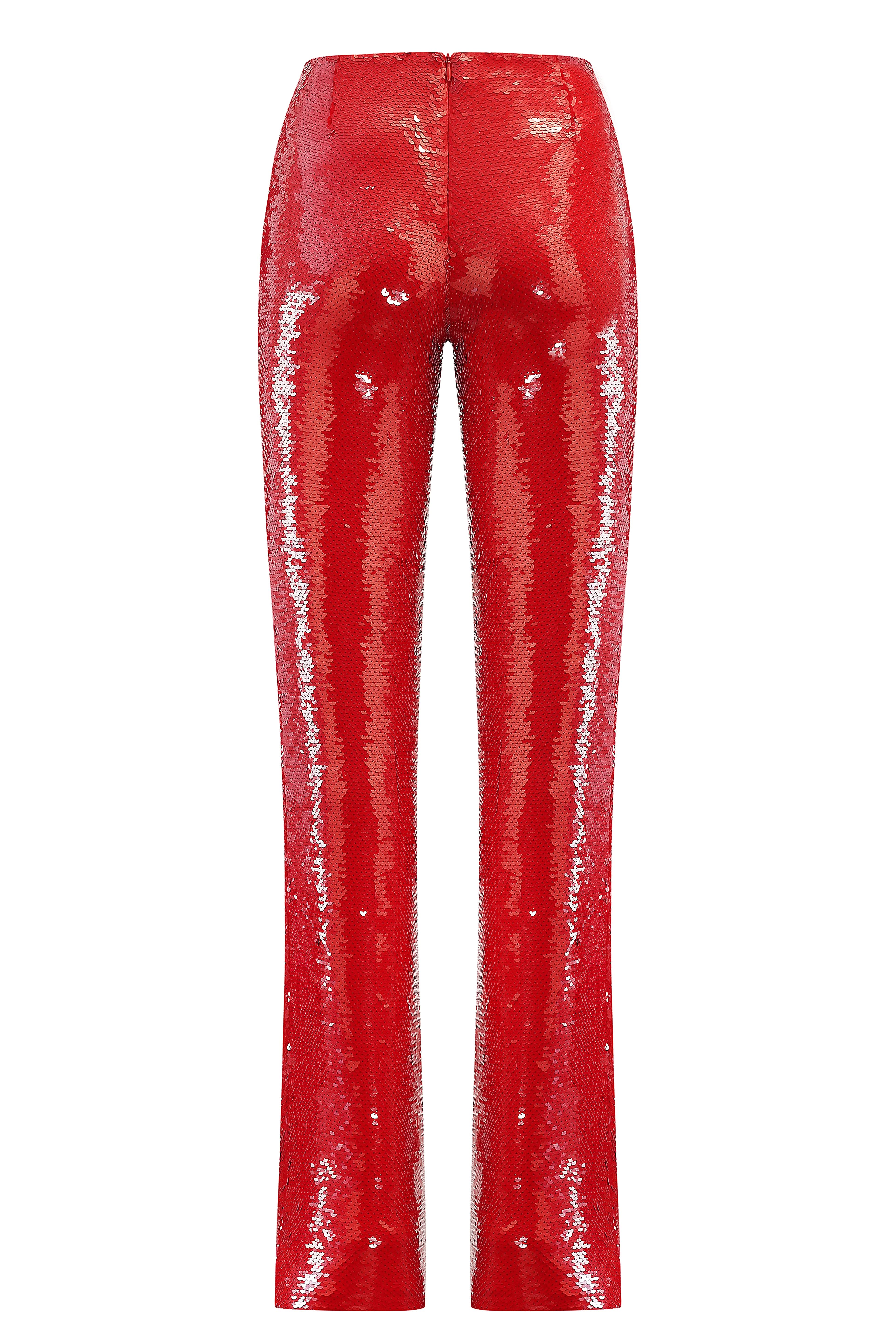JADE SEQUIN TROUSERS - Red