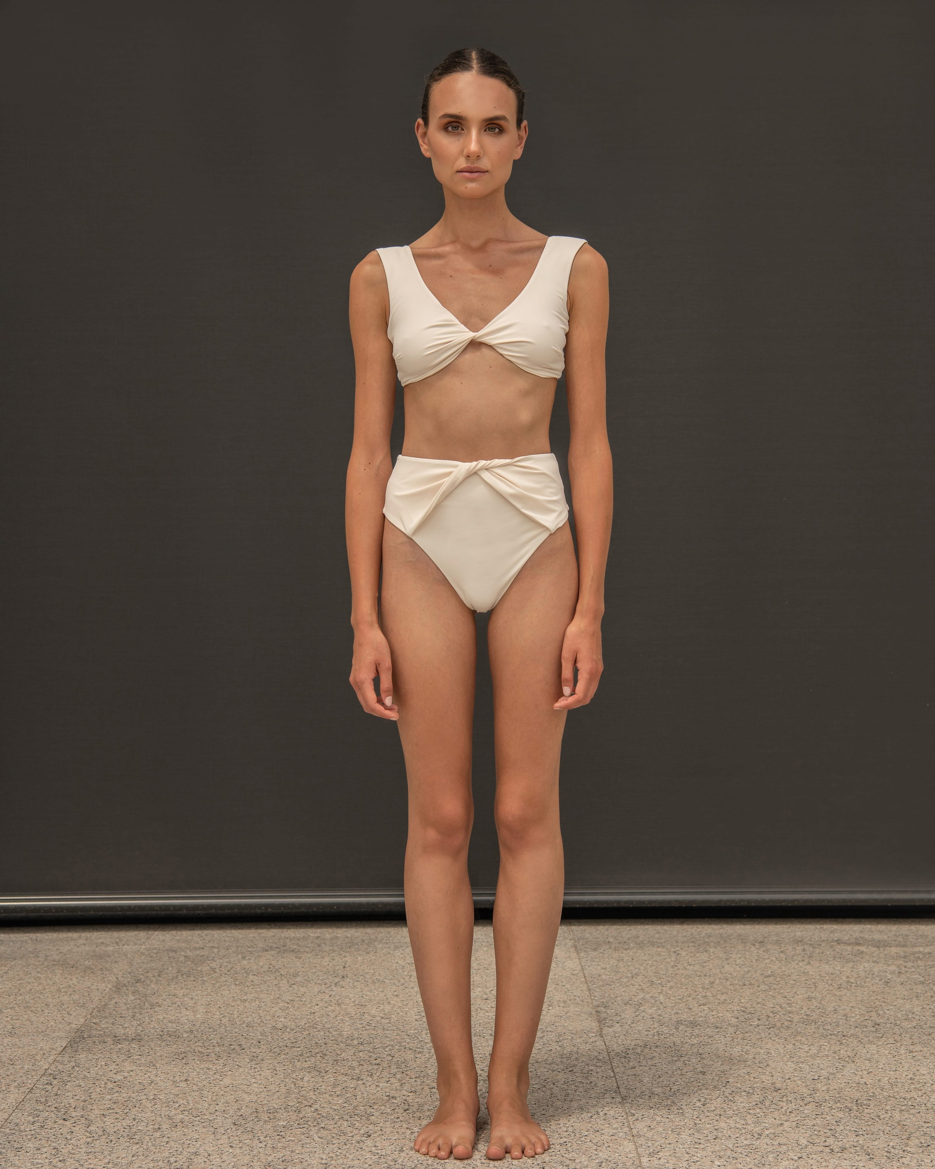 Twist-Detail Bikini in Ivory