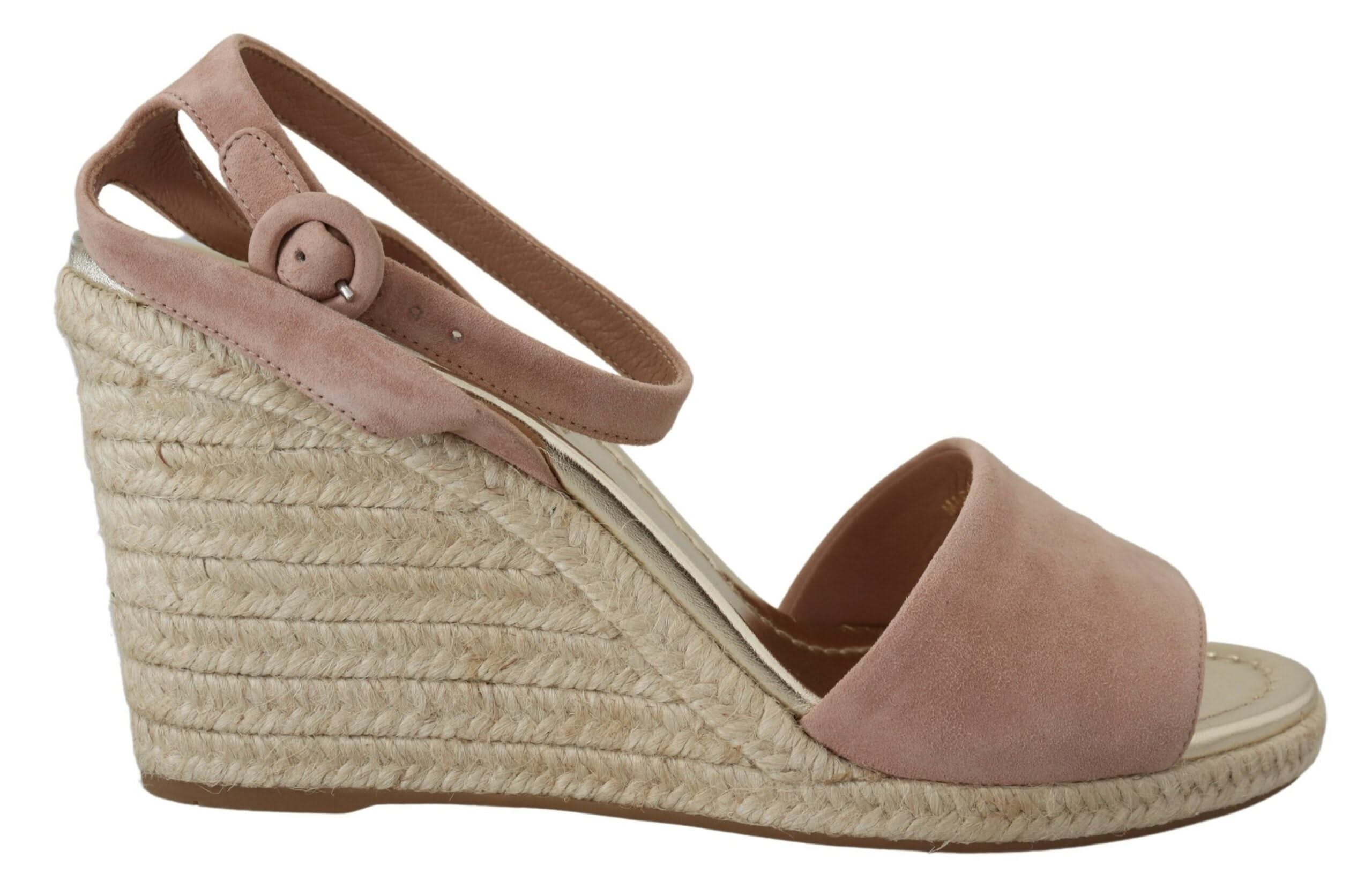 Prada Elegant Suede Ankle Strap Wedge Sandalss