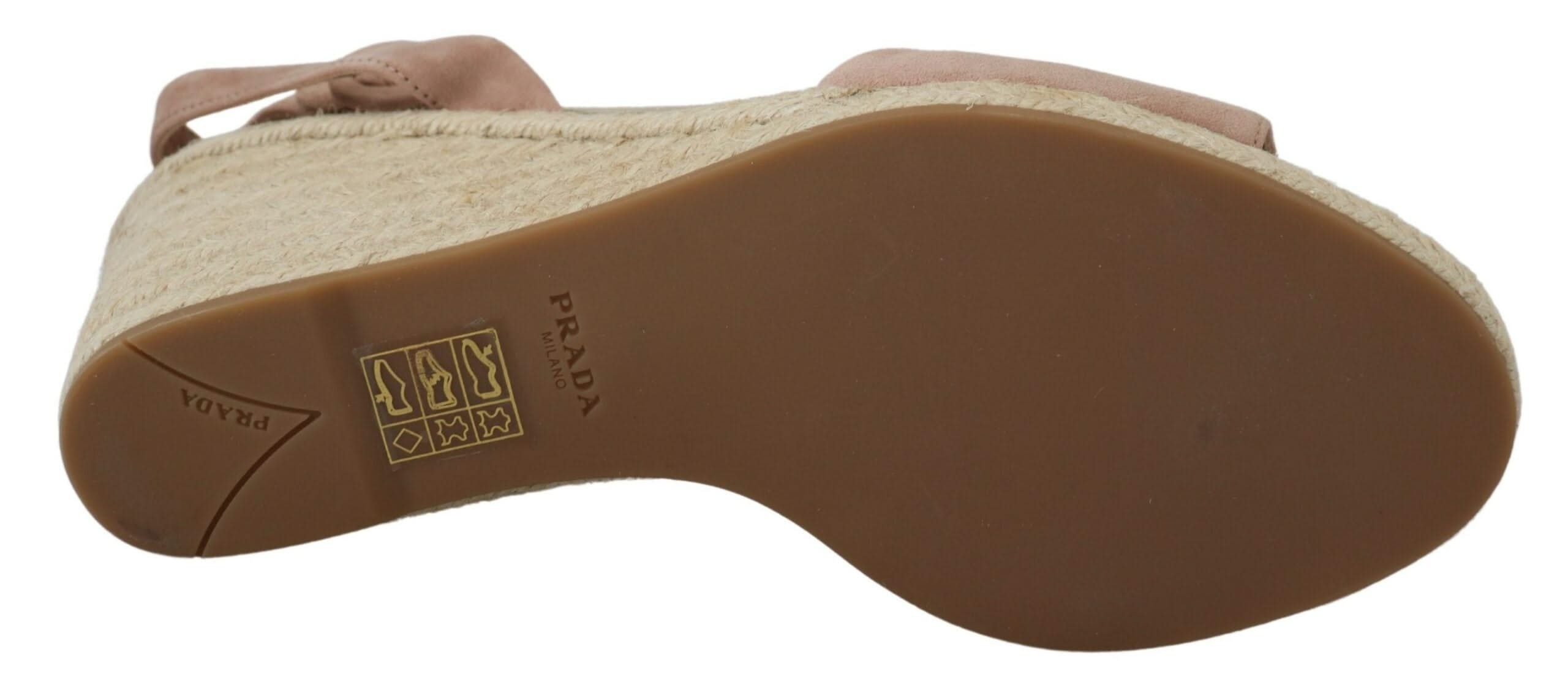 Prada Elegant Suede Ankle Strap Wedge Sandalss