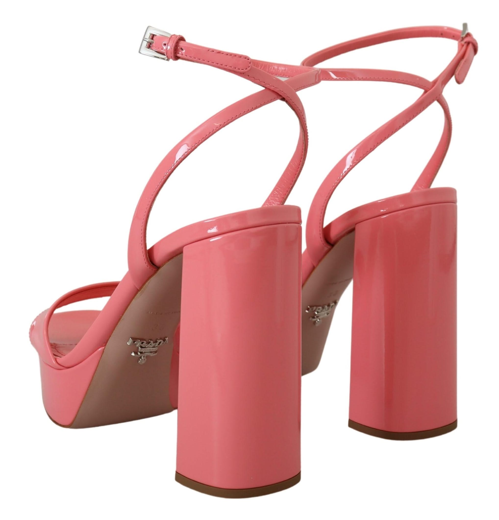 Prada Chic Pink Patent Leather Platform Sandalss