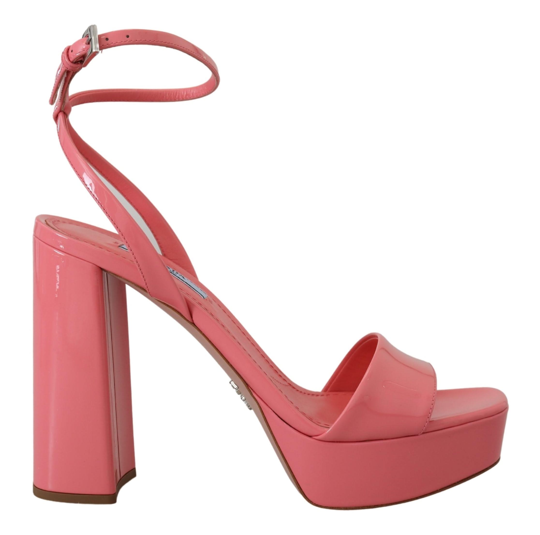Prada Chic Pink Patent Leather Platform Sandalss