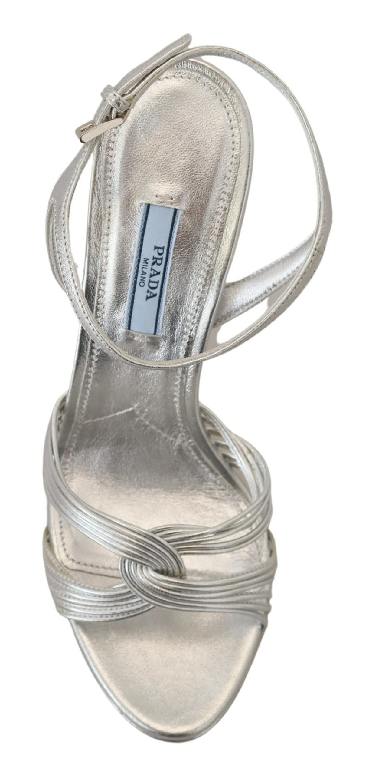 Prada Elegant Silver Stiletto Heels Sandalss