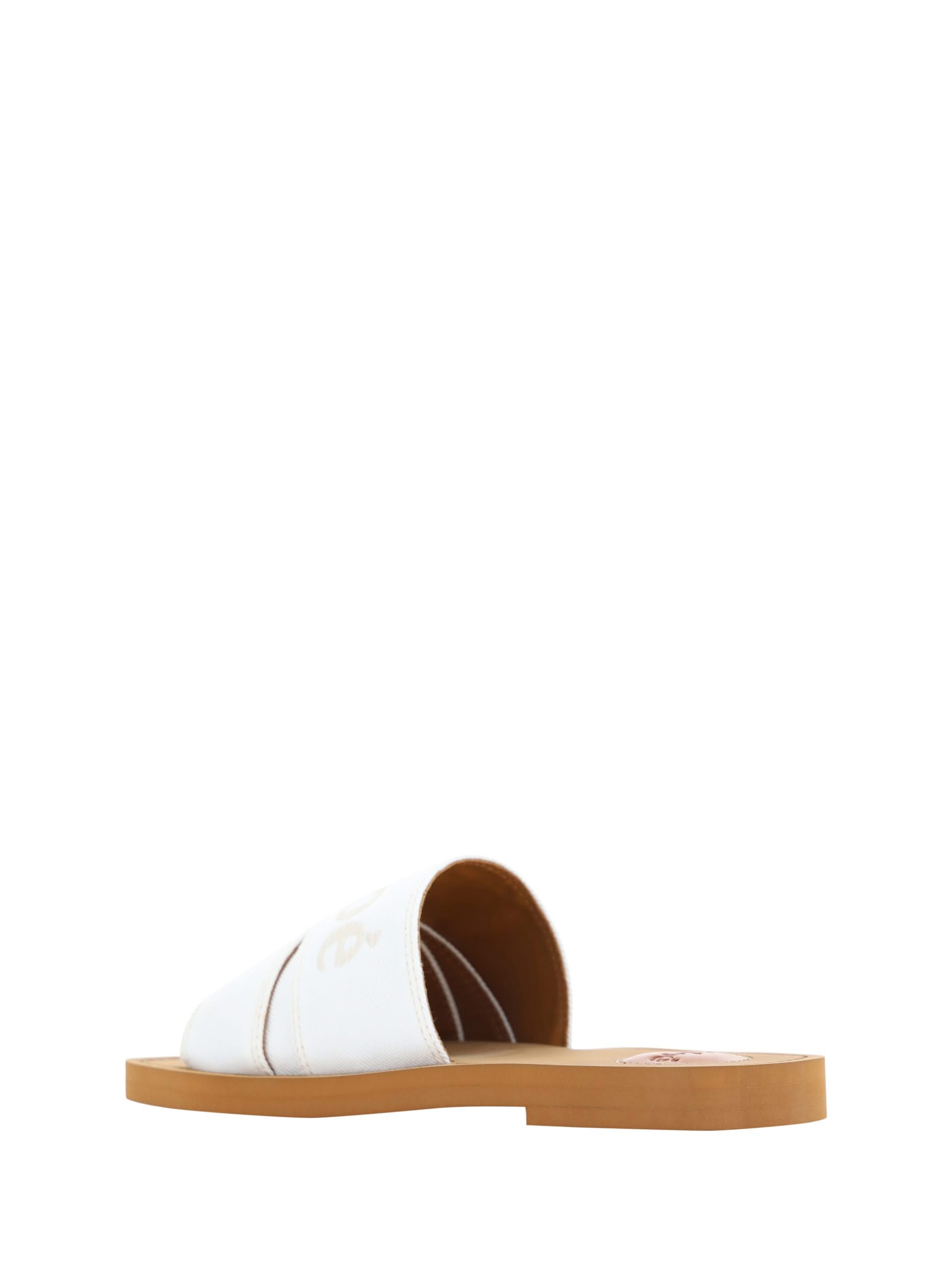 Chloé Elegant White Cotton Slide Sandalss