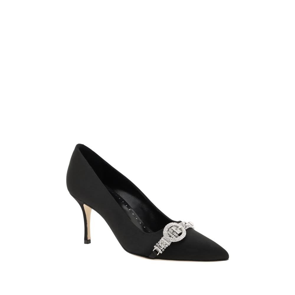 【MANOLO BLAHNIK】Oyounak Pumps BLACK GREY Manolo Blahnik Black Small Silver Studs Metallic Silver