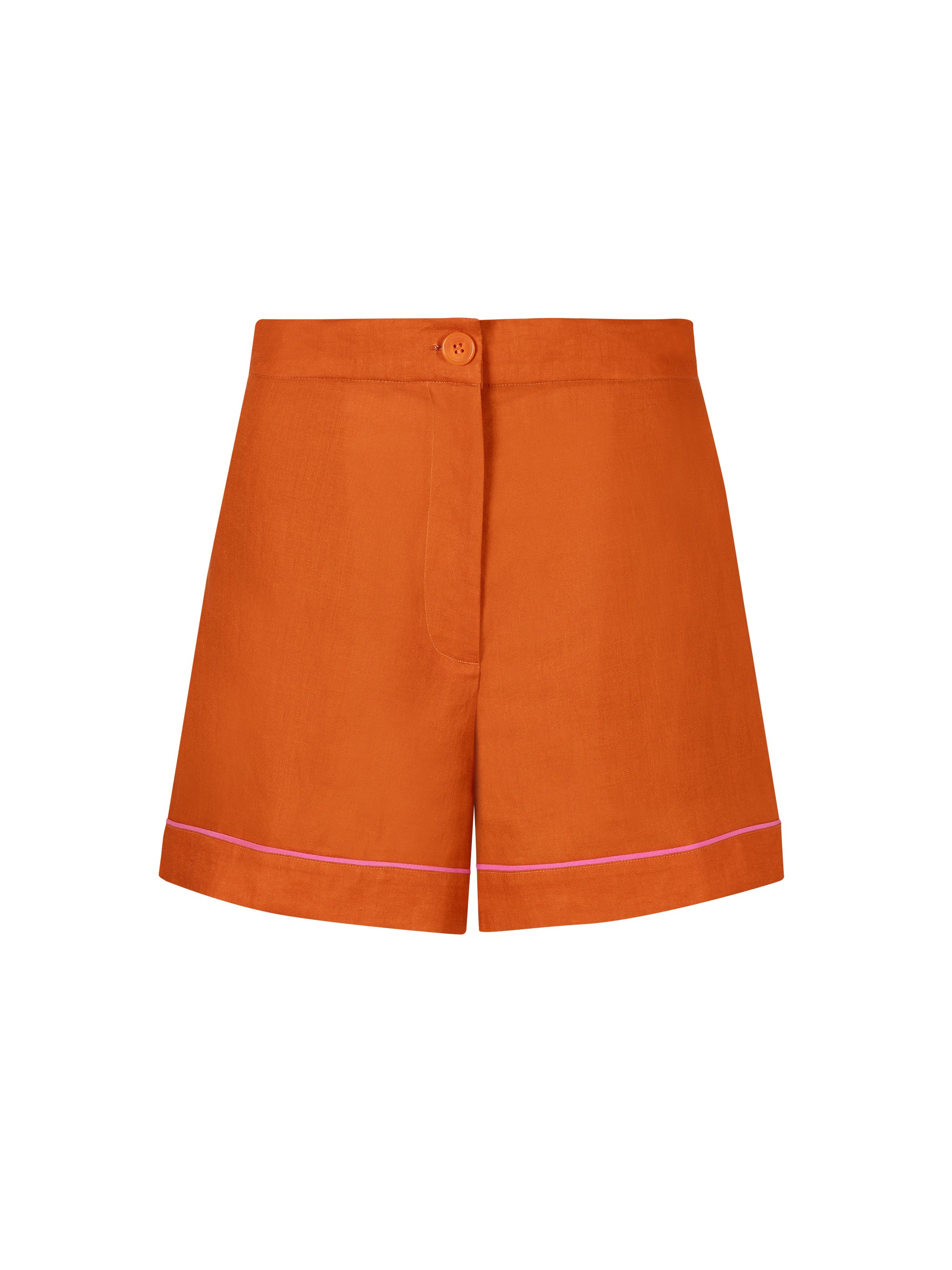 Pink Piping Short Linen - Rust