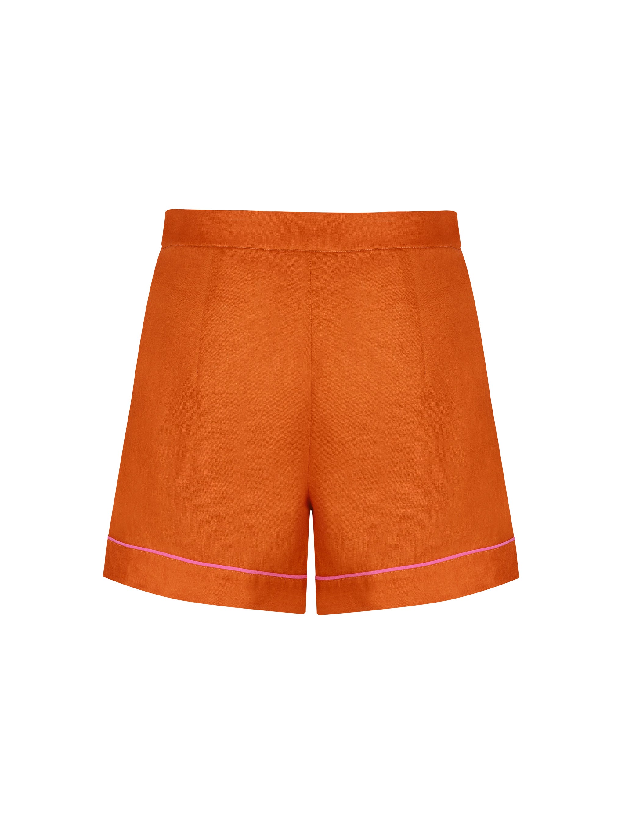Pink Piping Short Linen - Rust