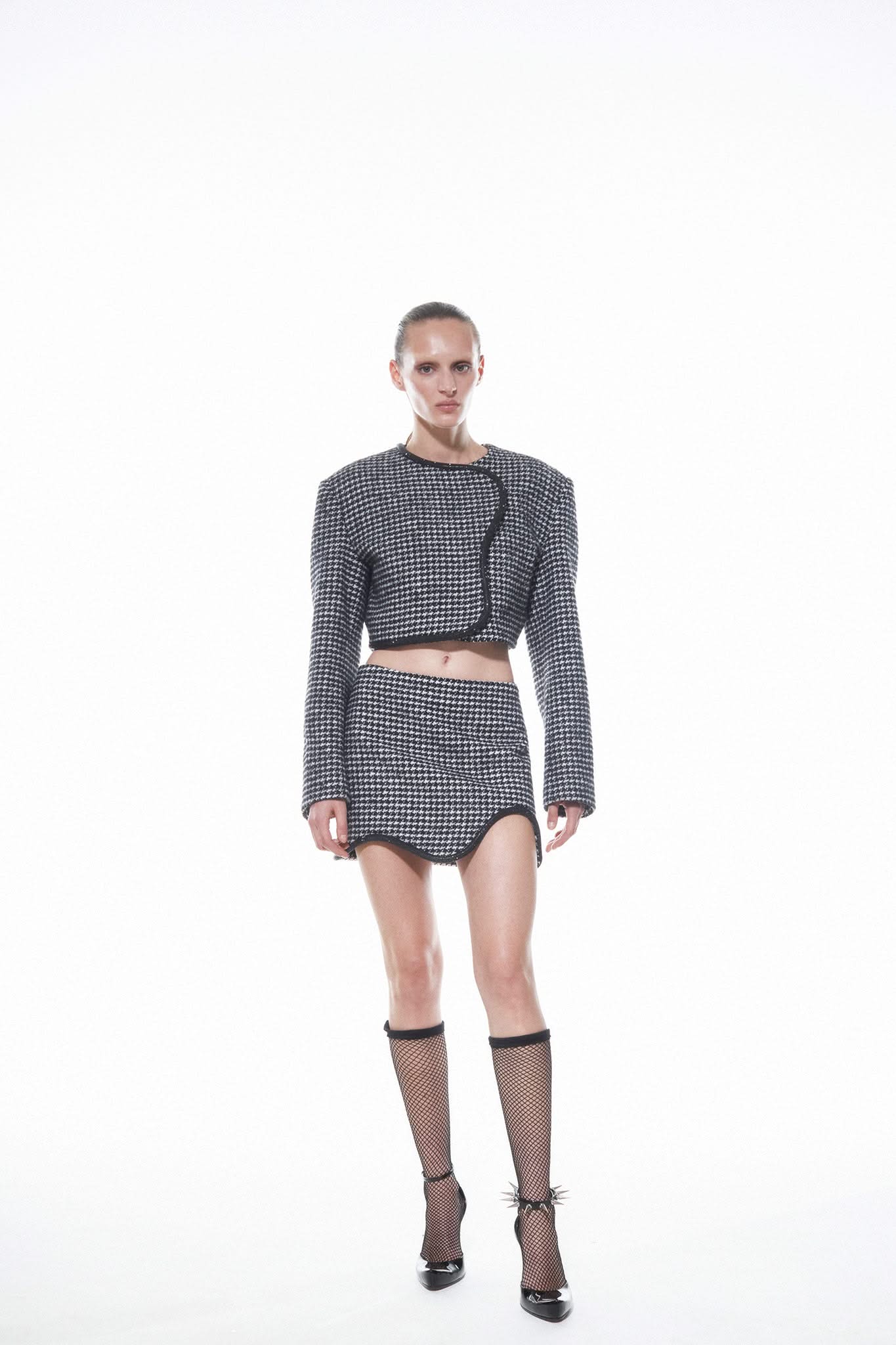 HOUNDSTOOTH MINI SKIRT - Black/White