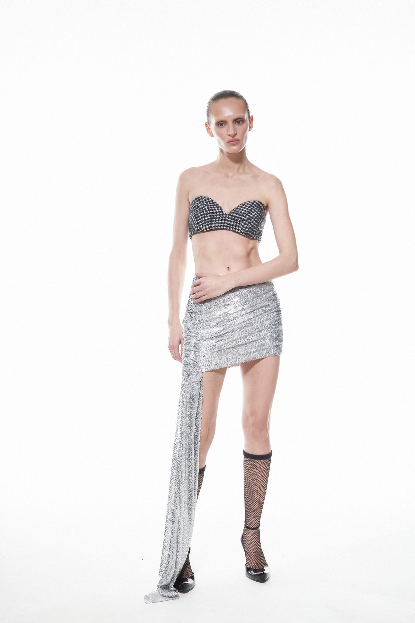 HOUNDSTOOTH BRALETTE - Black/White