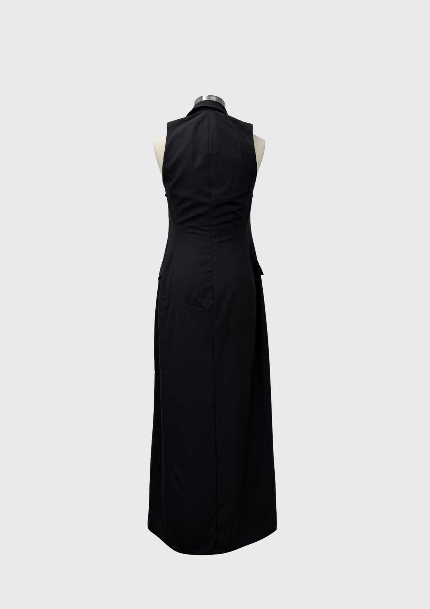 Black wool long vest