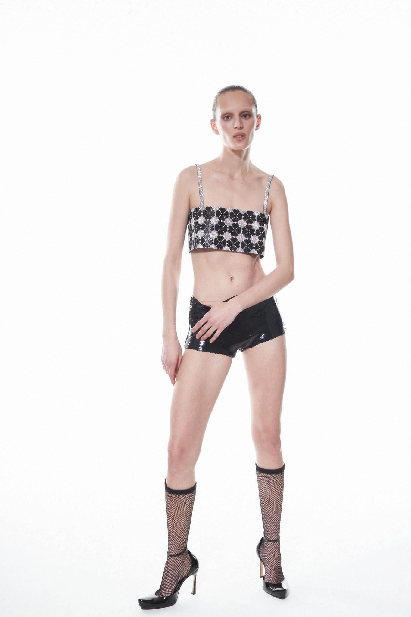 CHARLI SEQUIN SHORTS - Black