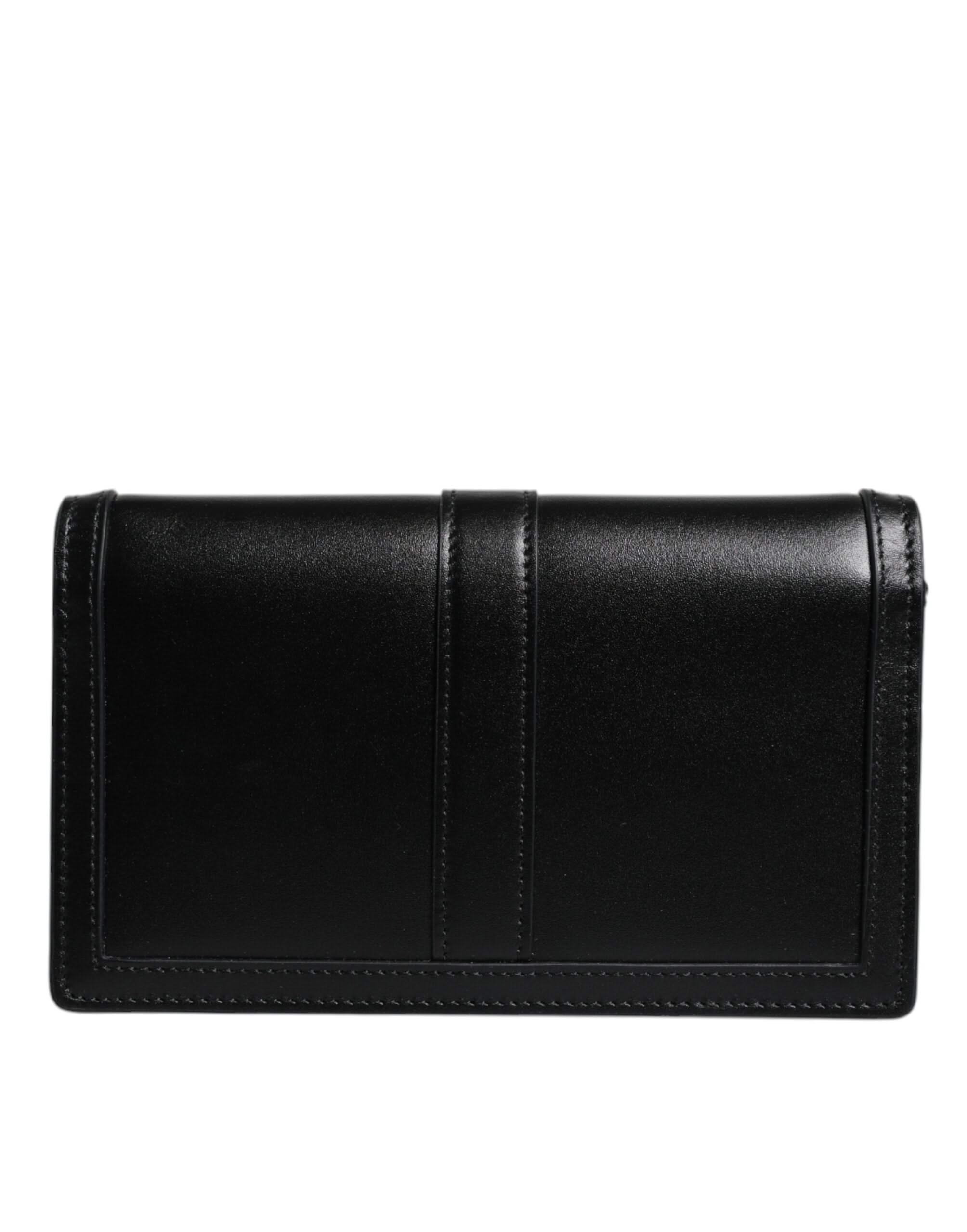 Versace Black Calfskin Leather Chain Strap Shoulder Crossbody Bag