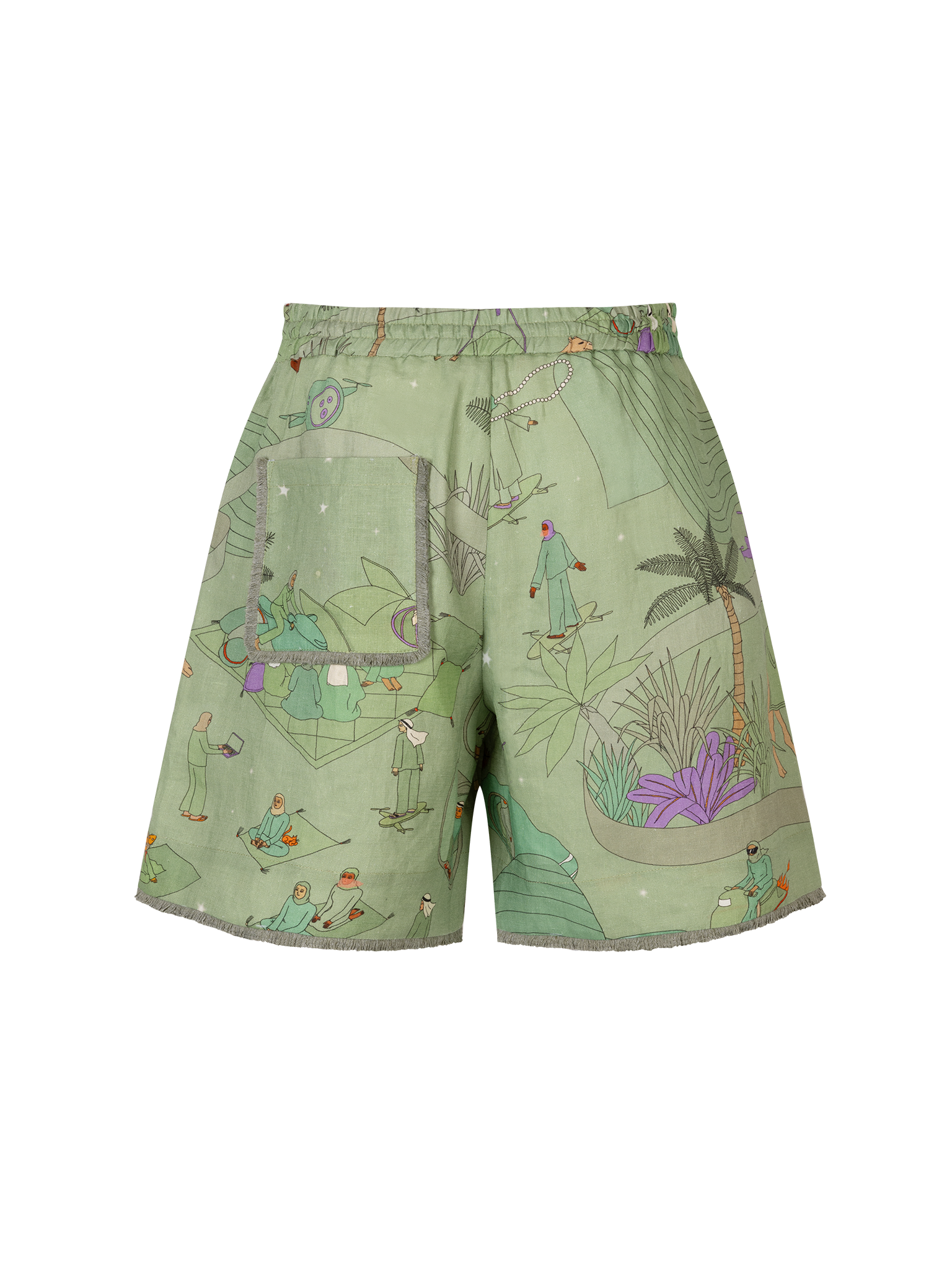 Shorts Green Print
