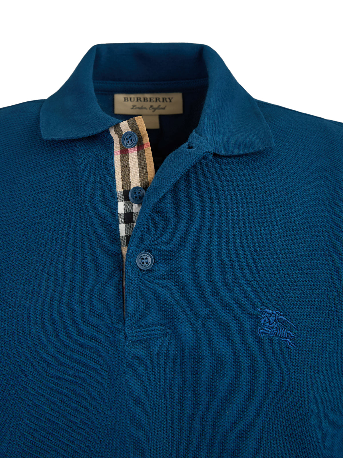 Burberry Deep Teal Blue Cotton Collared Polo Shirt