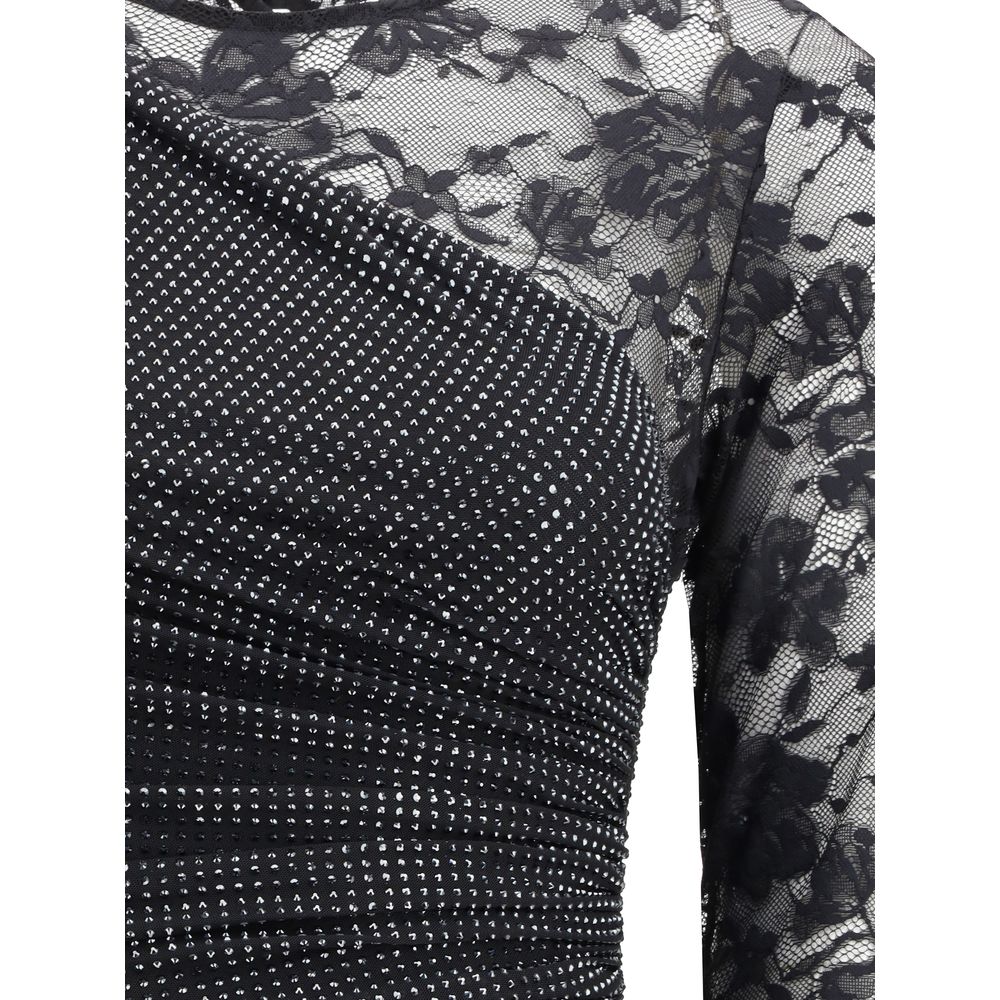 Self-Portrait Lace and rhinestone long Dress