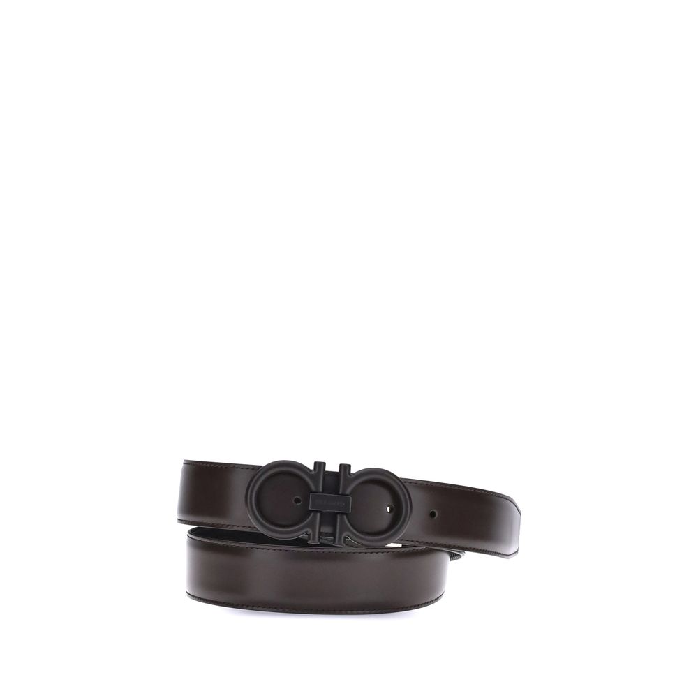 Ferragamo Black Calf Leather Bos Taurus Regular Belt