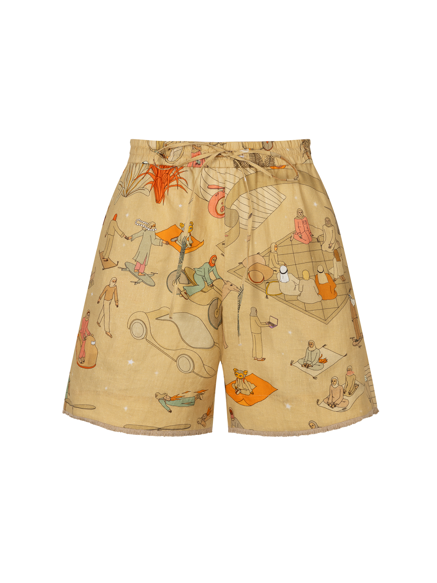 Shorts Beige Print