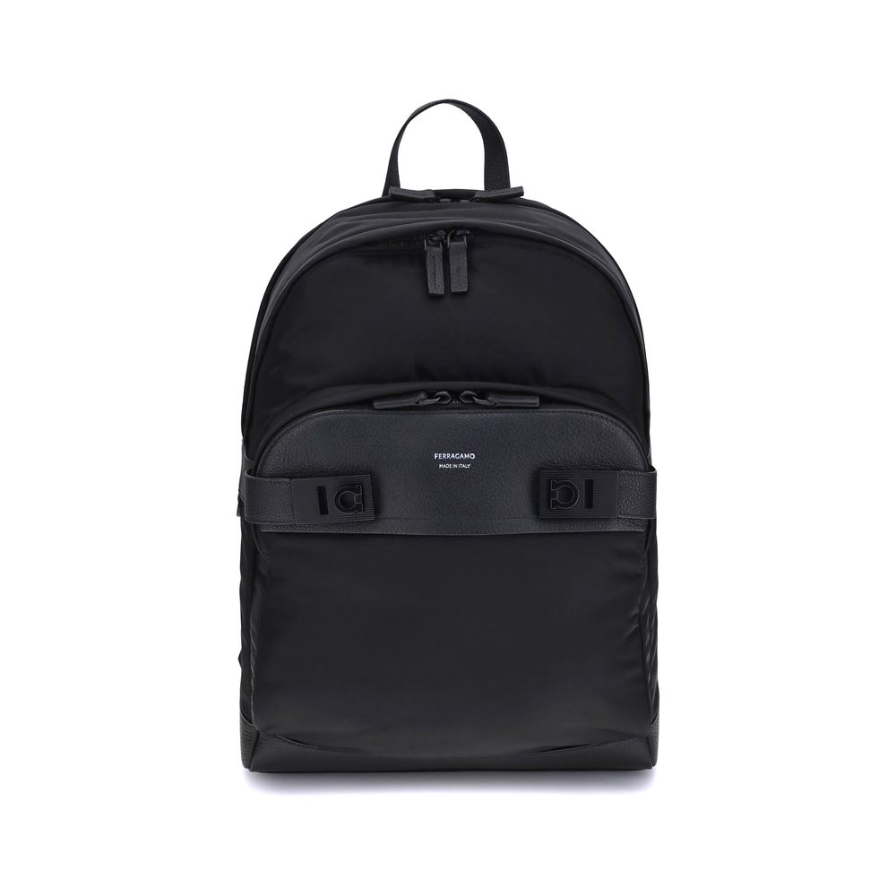 Ferragamo Black Nylon Backpack