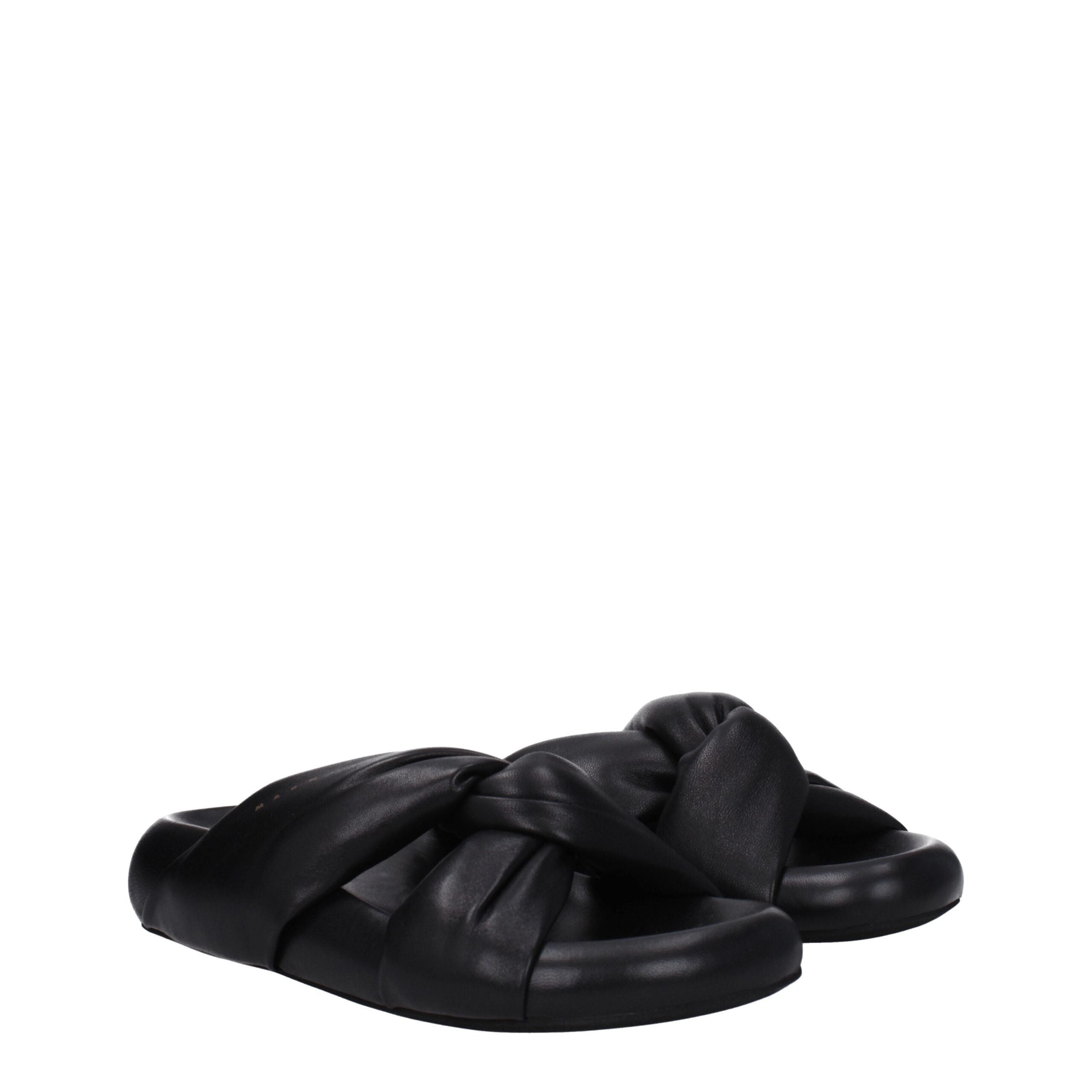 Marni Black Leather Slipper