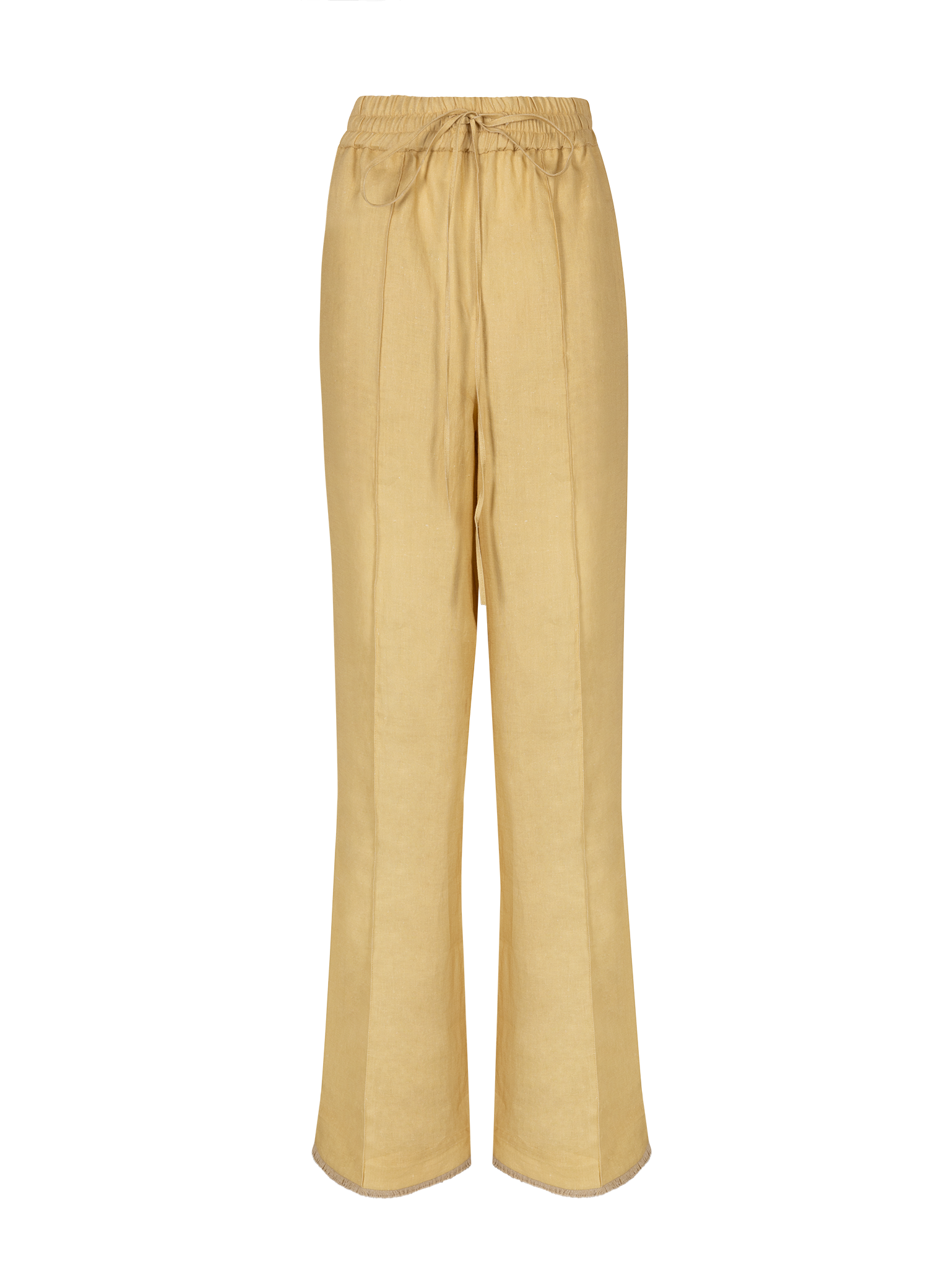 Trousers With Fringe in Beige