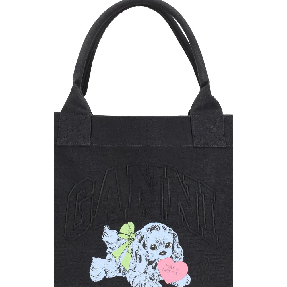 Ganni SHOPPER XXL POCKET DOG PRINT