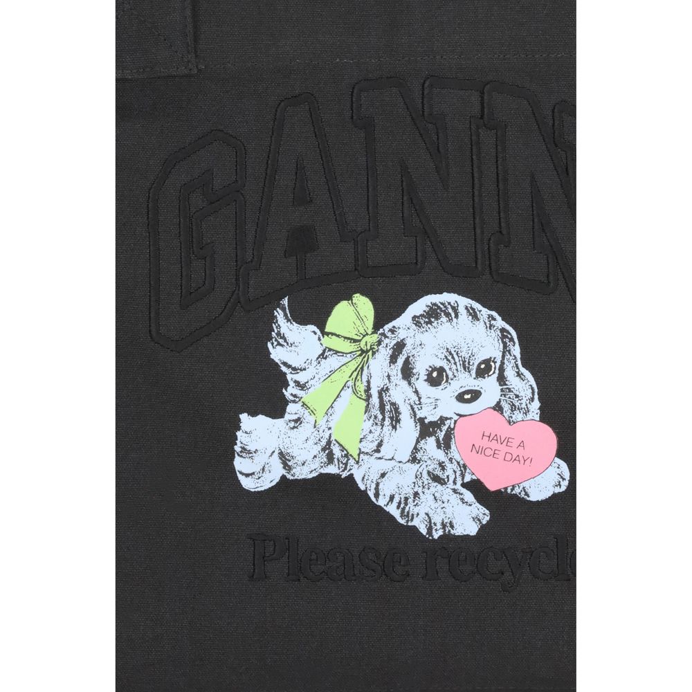 Ganni LARGE EASY SHOPPER POCKET DOG PRINT