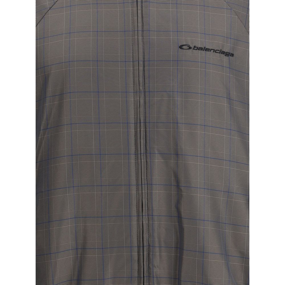 Balenciaga Zipped Jacket with Brown and Blue checked motif