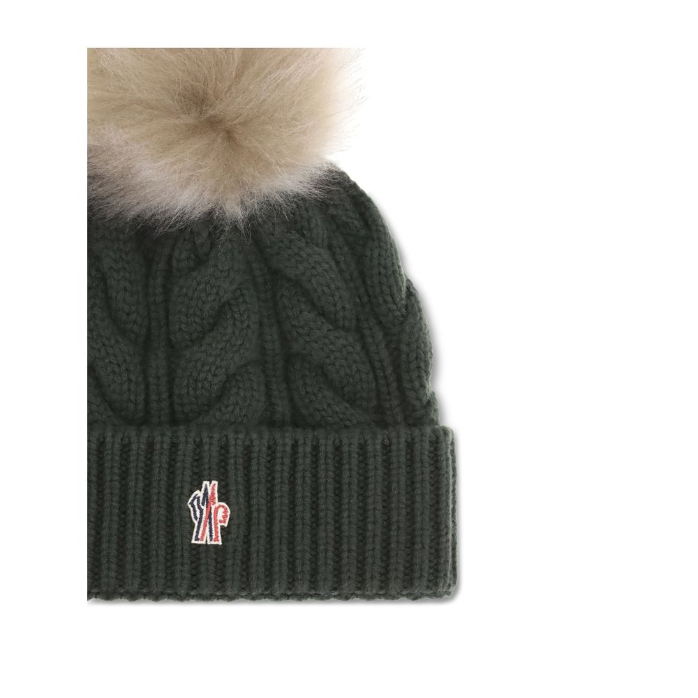 Moncler Grenoble Green Fleece Wool Beanie