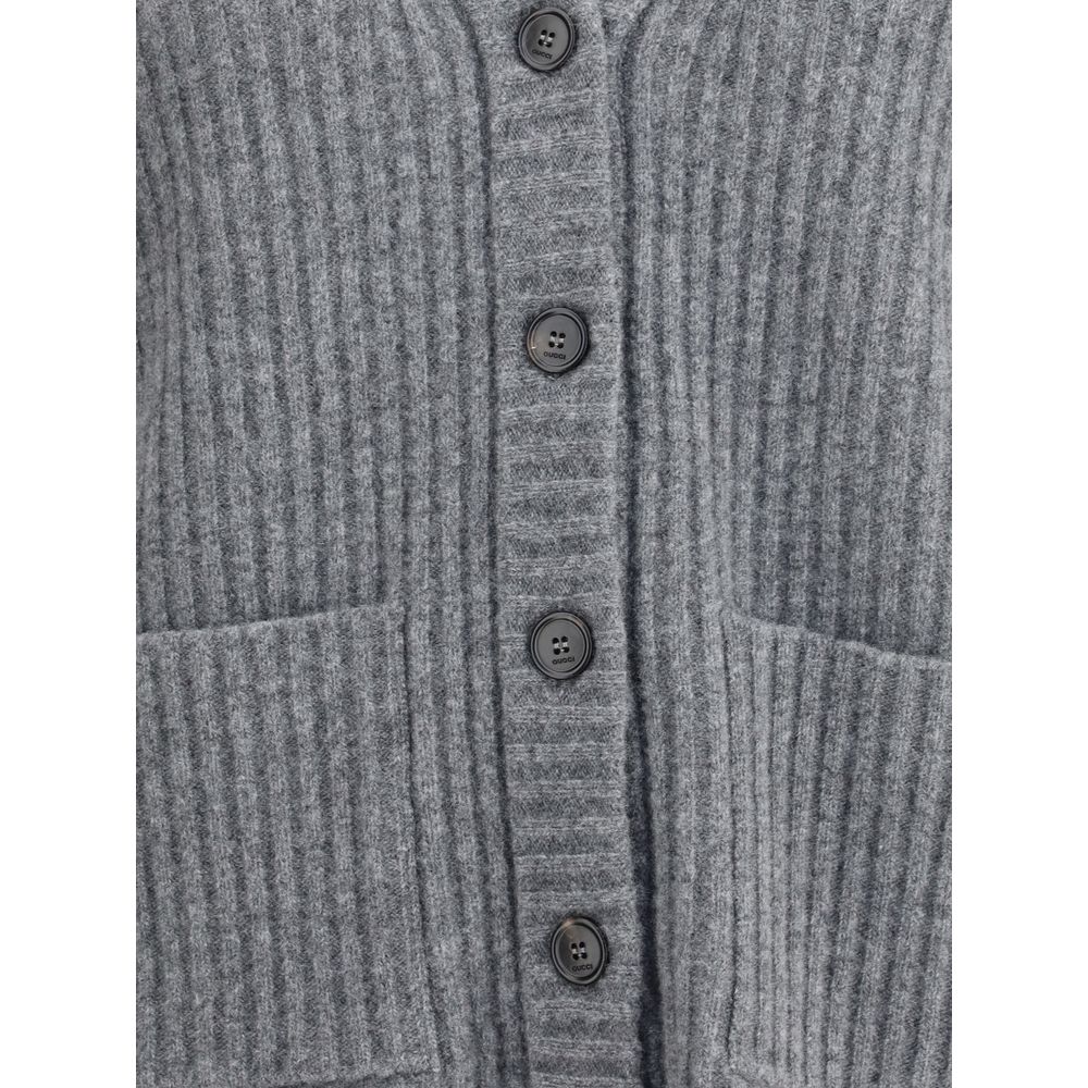 Gucci Ribbed Knit Wool Cardigan